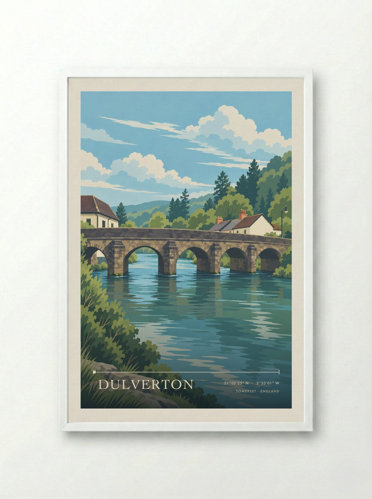 Dulverton, Somerset | Travel Poster - Framed Print White