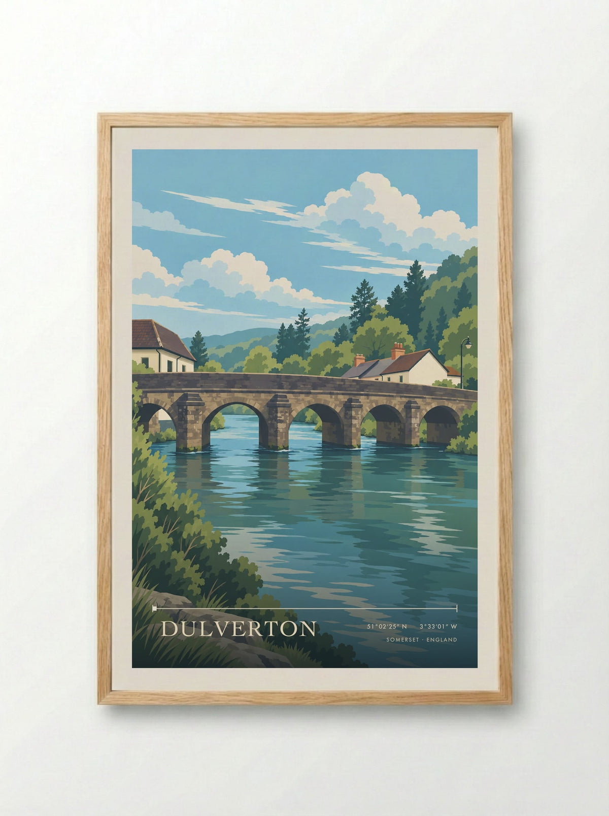 Dulverton, Somerset | Travel Poster - Framed Print Wood