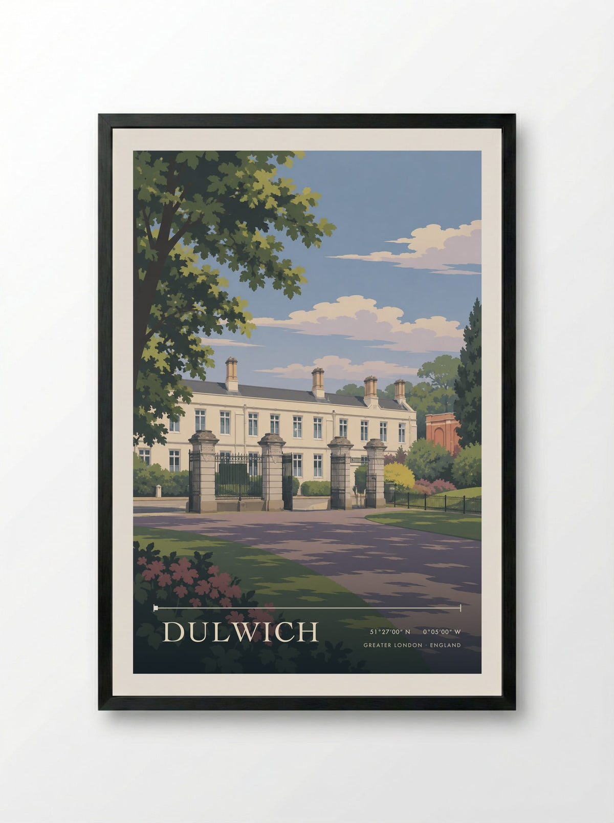 Dulwich, Greater London | Travel Poster - Framed Print Black