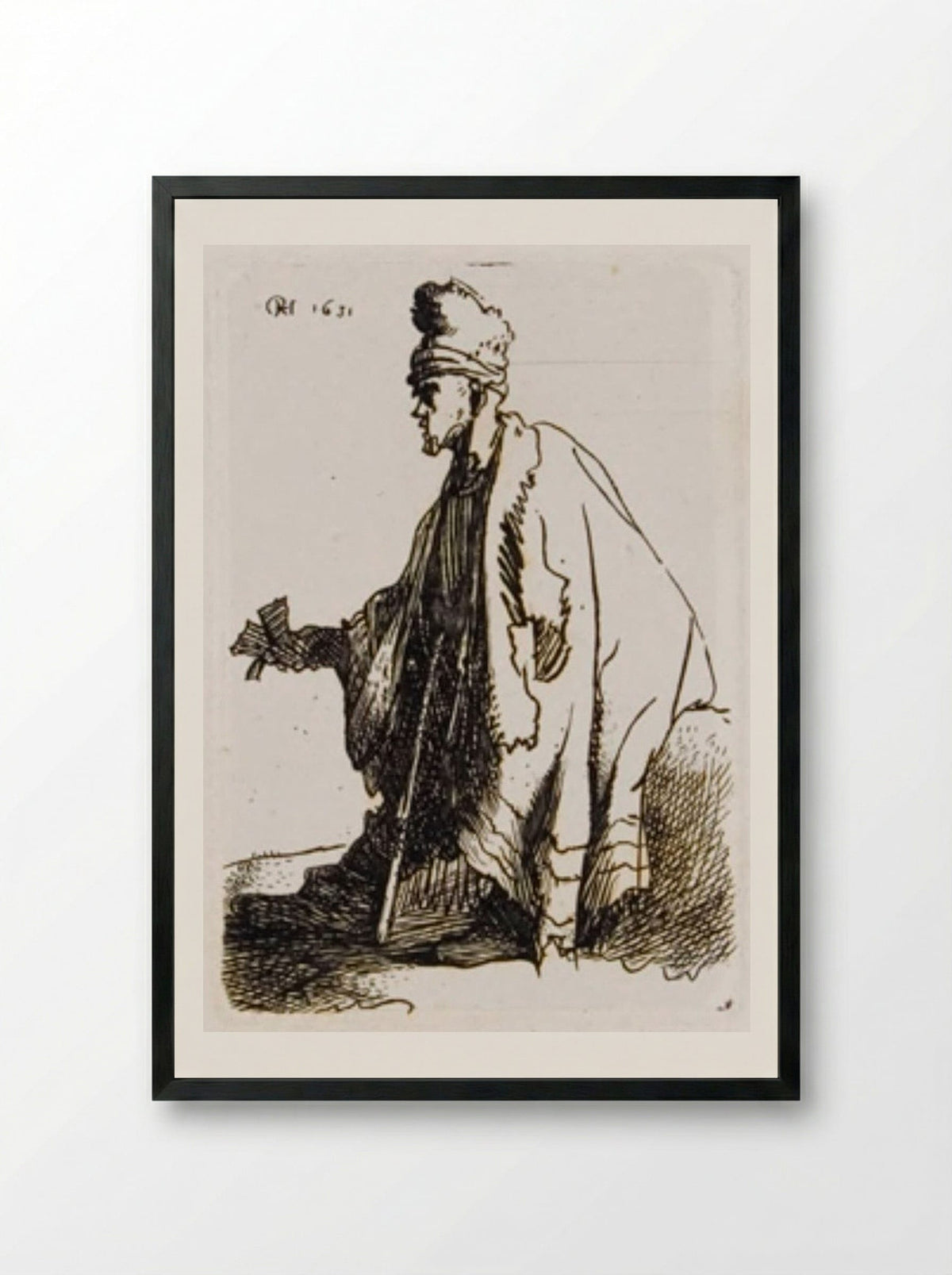 Dumb Beggar (After Rembrandt) - William James Smith - Framed Print Black