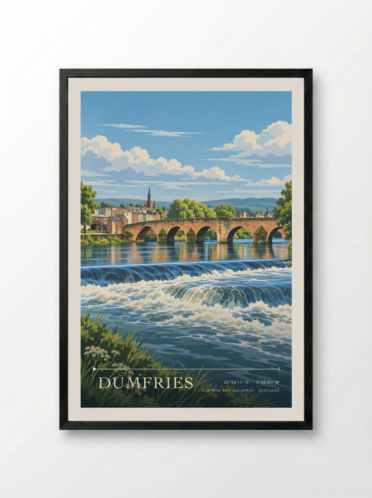 Dumfries, Dumfries and Galloway | Travel Poster - Framed Print Black