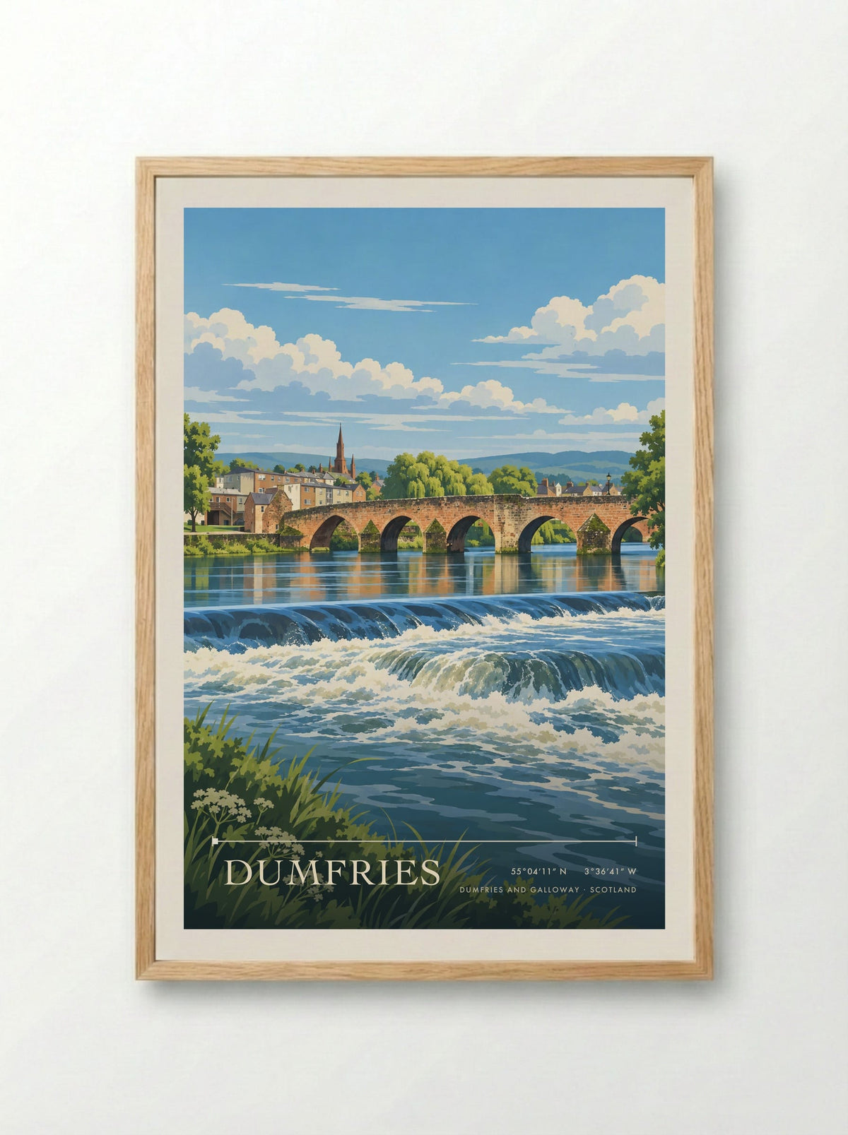 Dumfries, Dumfries and Galloway | Travel Poster - Framed Print Wood