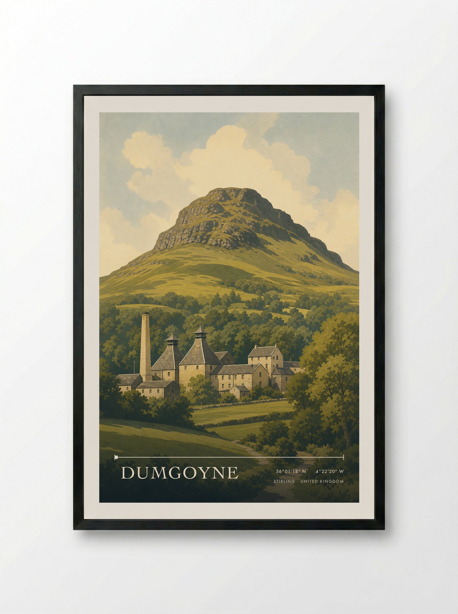 Dumgoyne Stirling United Kingdom Travel Poster - Framed Print Black