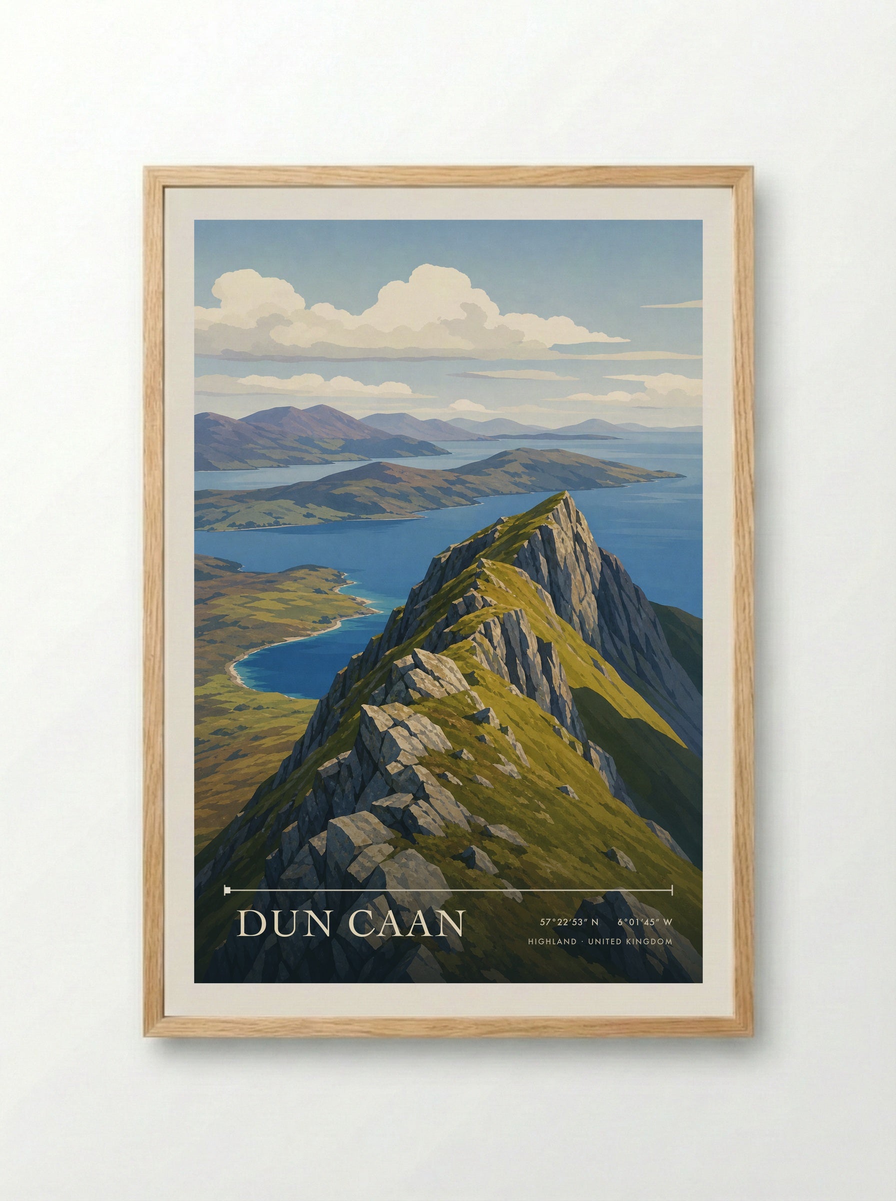 Dun Caan Highland United Kingdom Travel Poster - Framed Print Wood