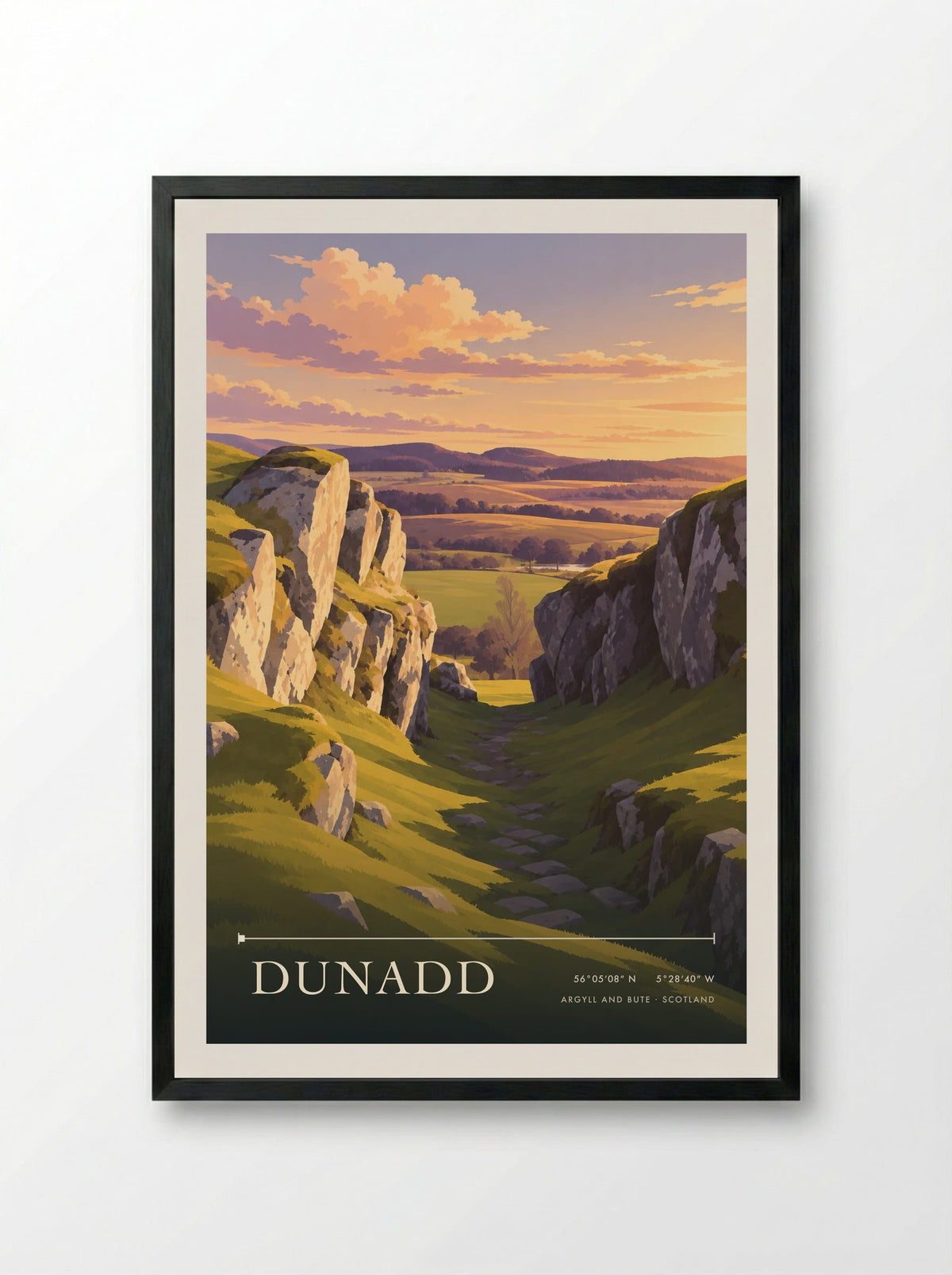 Dunadd, Argyll and Bute | Travel Poster - Framed Print Black