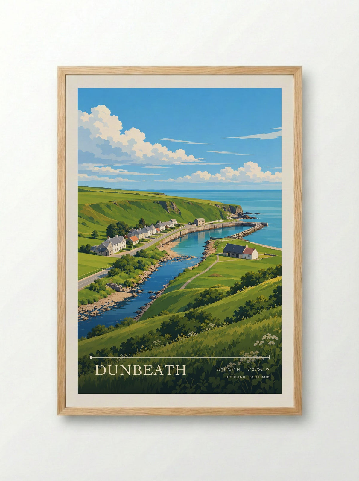 Dunbeath, Highland | Travel Poster - Framed Print Wood