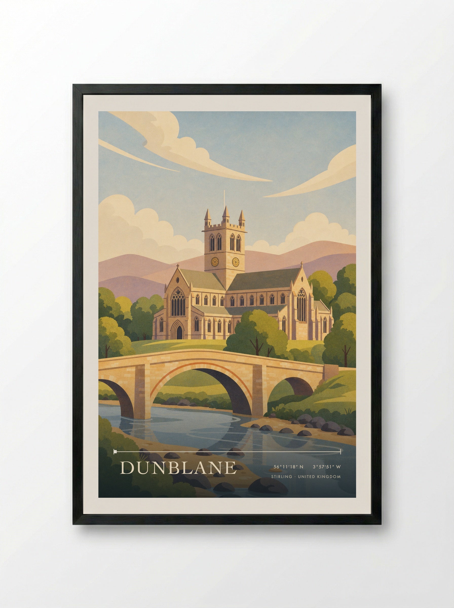 Dunblane Stirling United Kingdom Travel Poster - Framed Print Black
