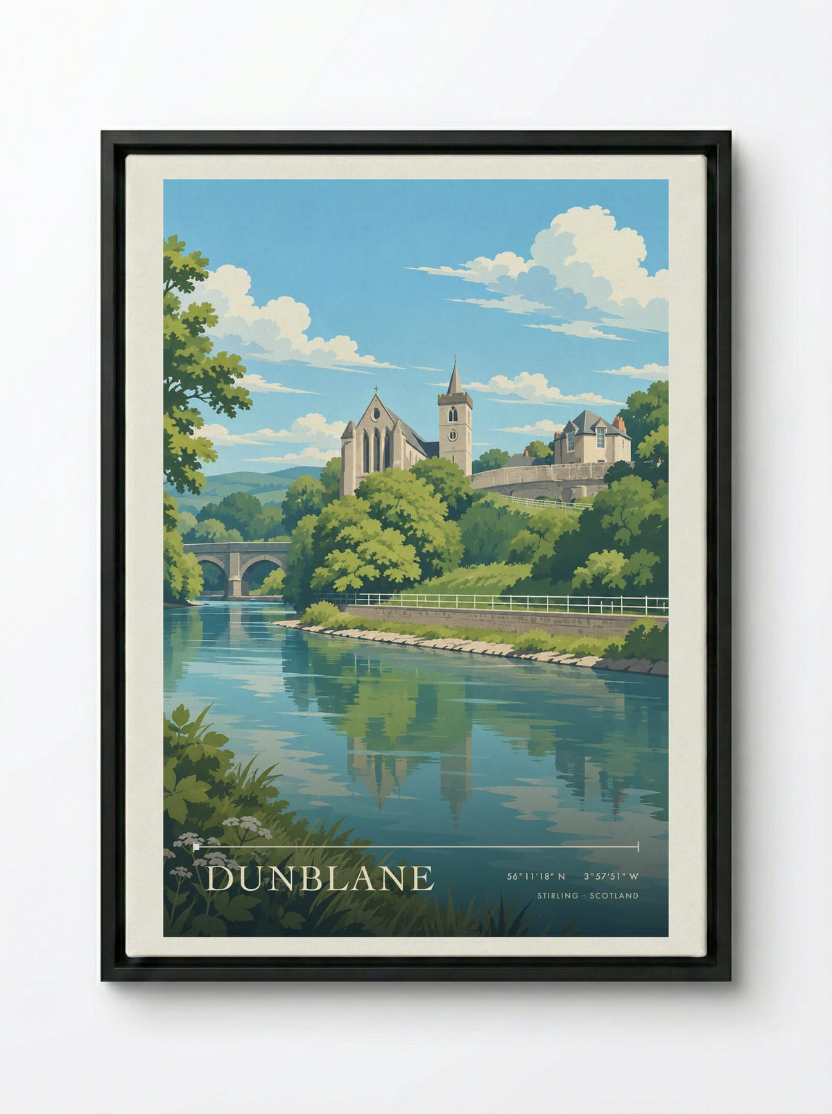 Dunblane, Stirling | Travel Poster - Framed Canvas Black