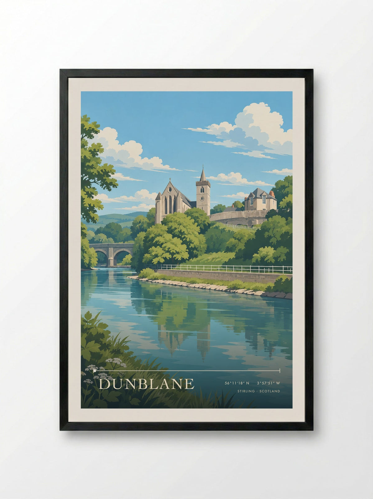 Dunblane, Stirling | Travel Poster - Framed Print Black