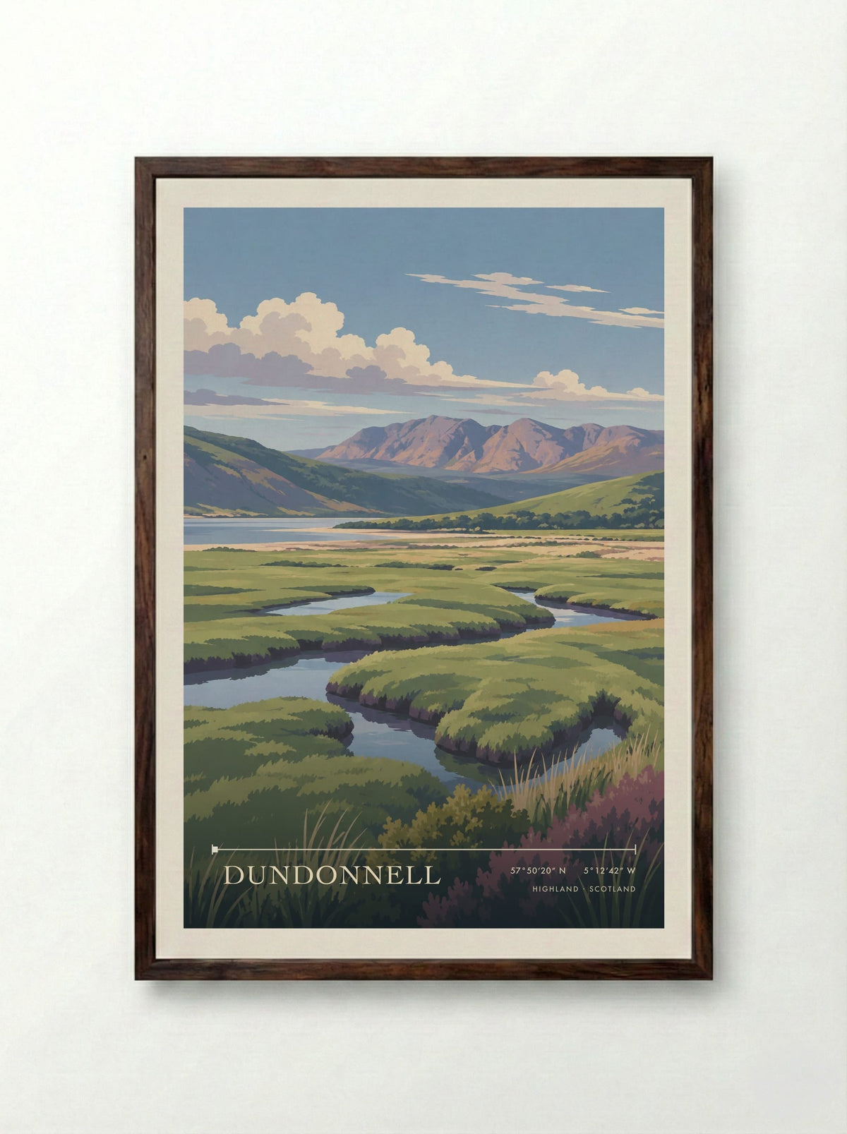 Dundonnell, Highland | Travel Poster - Framed Print Dark Wood