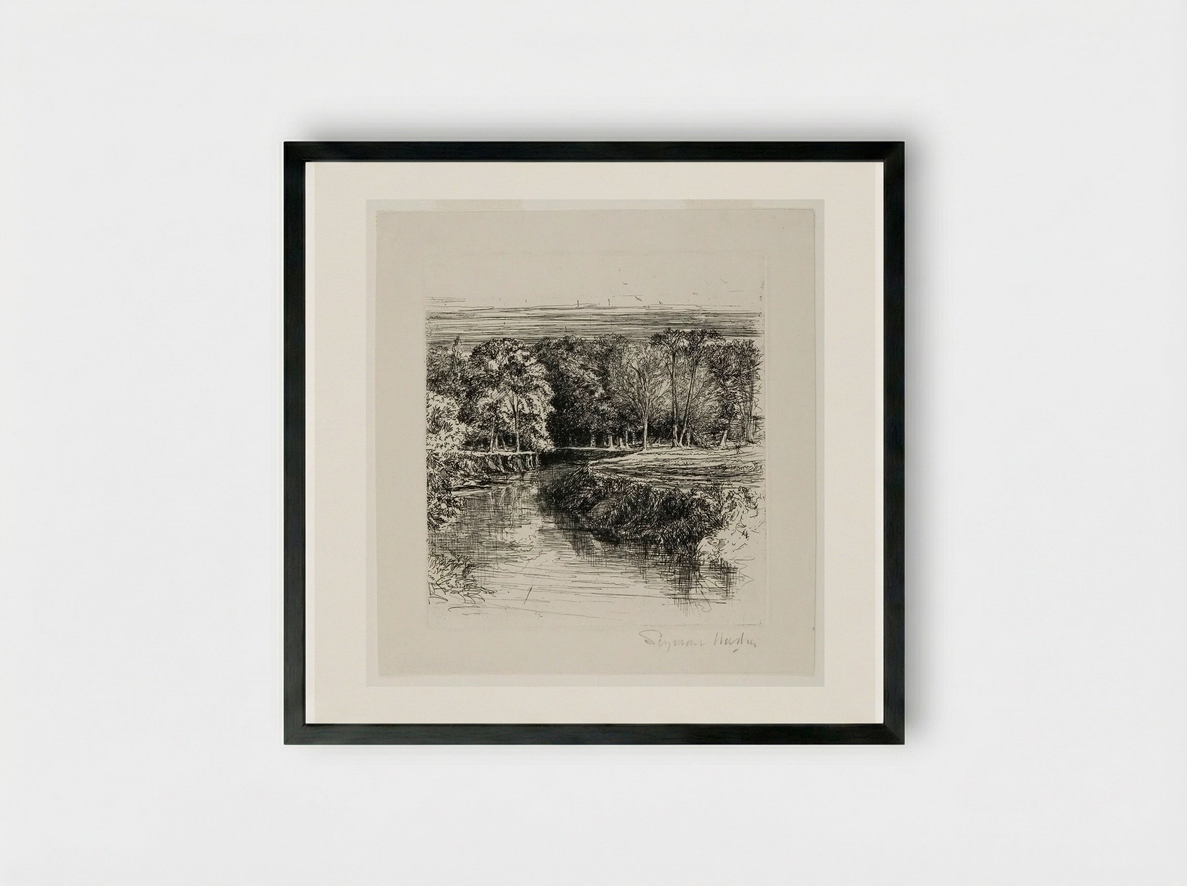 Dundrum River - Francis Seymour Haden - Framed Print Black