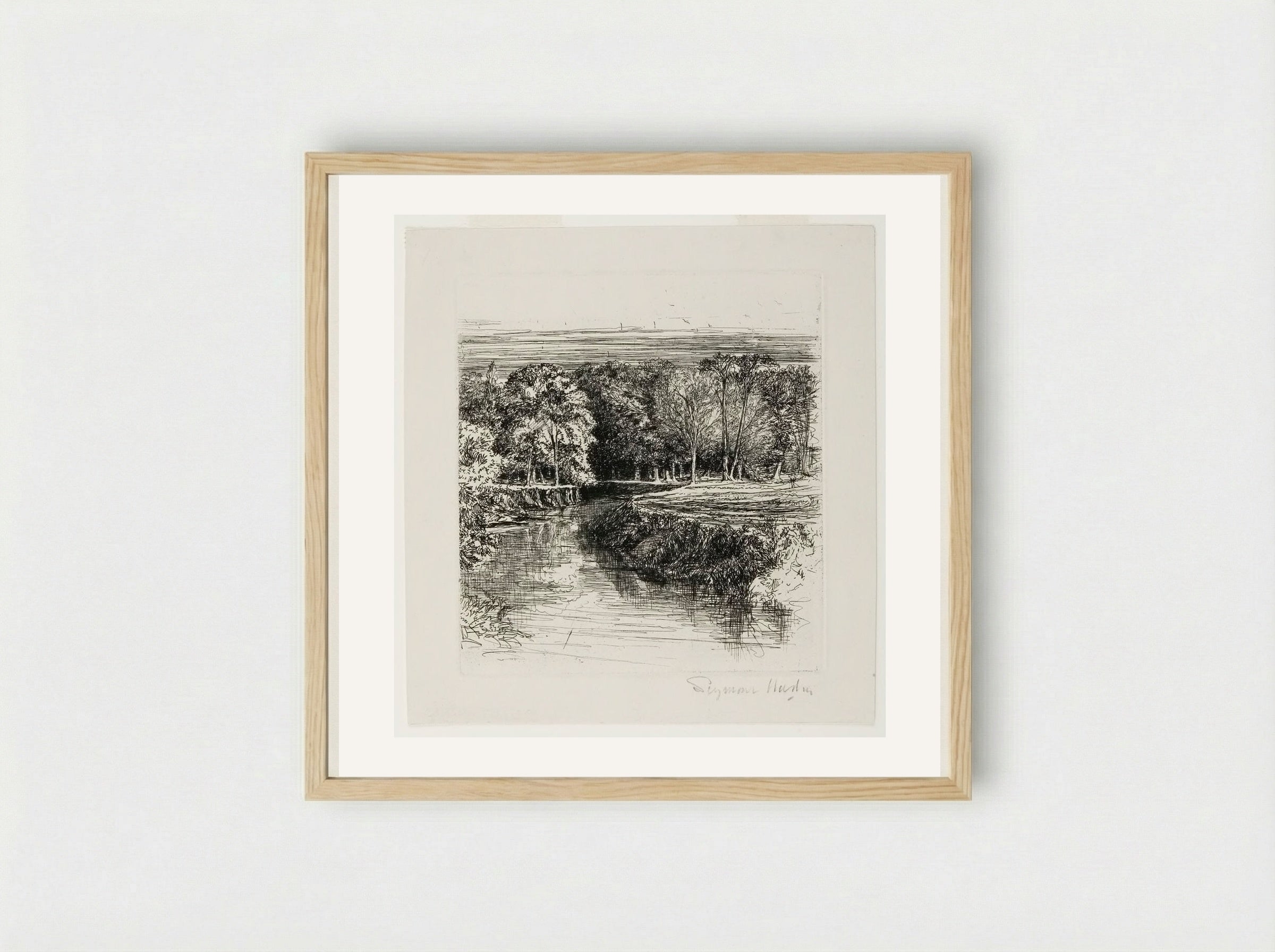 Dundrum River - Francis Seymour Haden - Framed Print Wood