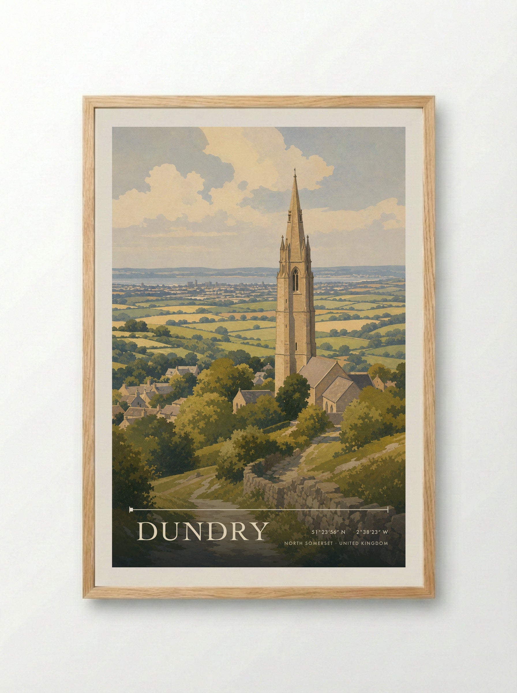 Dundry North Somerset United Kingdom Travel Poster - Framed Print Wood