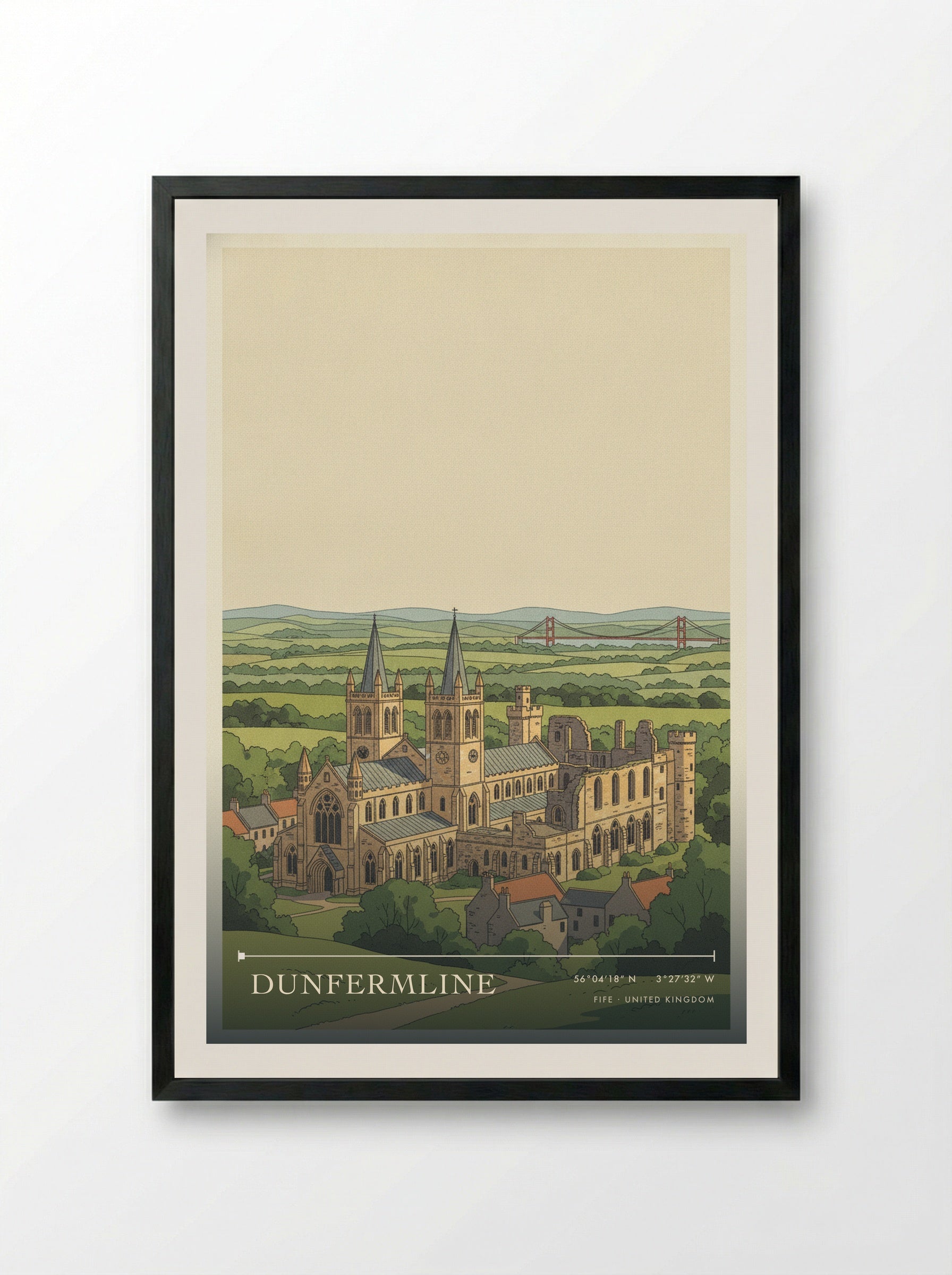Dunfermline Fife United Kingdom Travel Poster - Framed Print Black