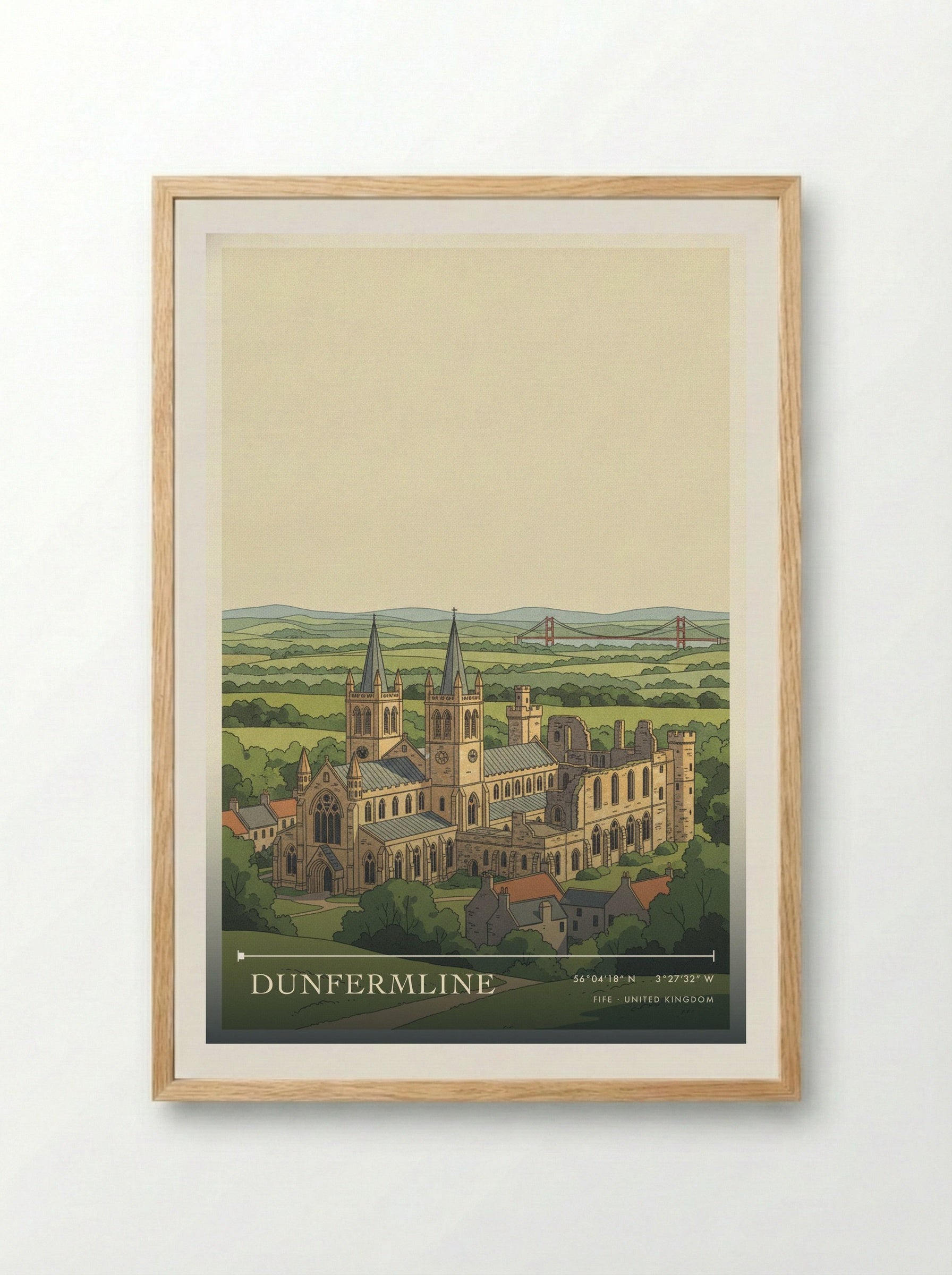 Dunfermline Fife United Kingdom Travel Poster - Framed Print Wood