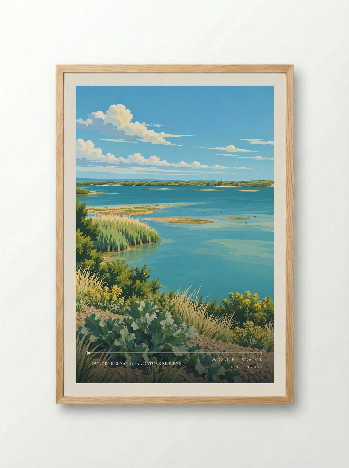 Dungeness National Nature Reserve, Kent | Travel Poster - Framed Print Wood