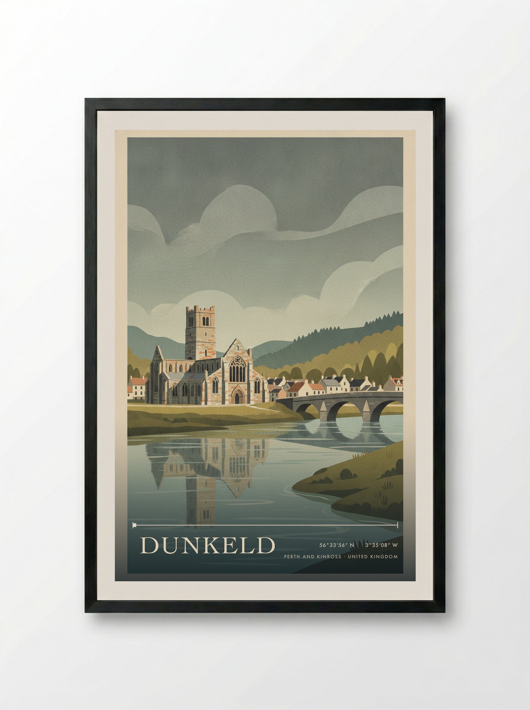 Dunkeld Perth and Kinross United Kingdom Travel Poster - Framed Print Black
