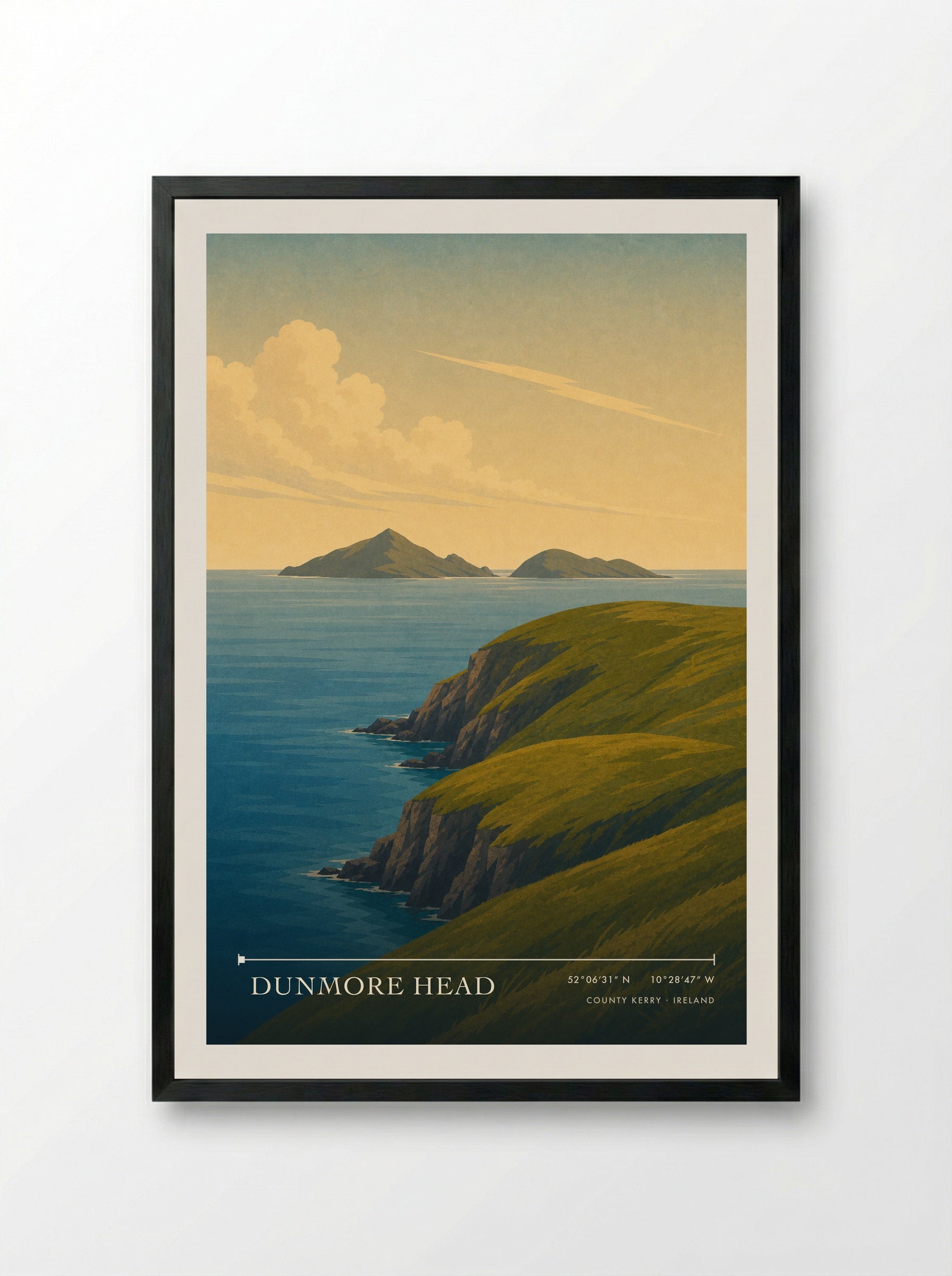 Dunmore Head County Kerry Ireland Travel Poster - Framed Print Black