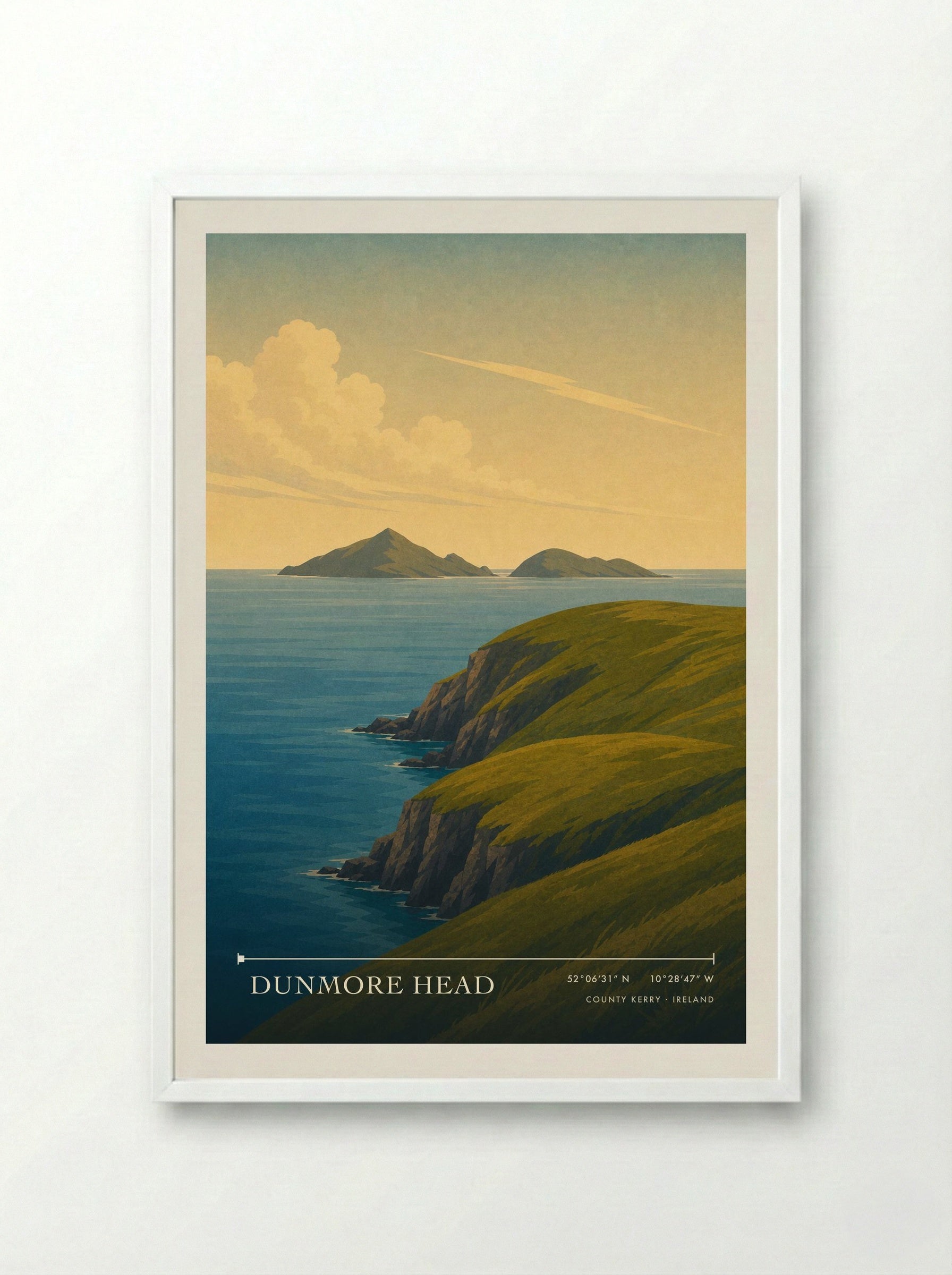 Dunmore Head County Kerry Ireland Travel Poster - Framed Print White
