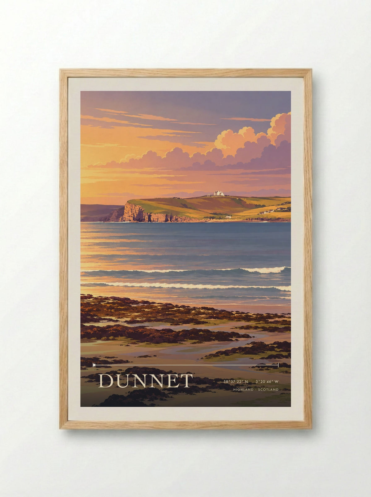 Dunnet, Highland | Travel Poster - Framed Print Wood