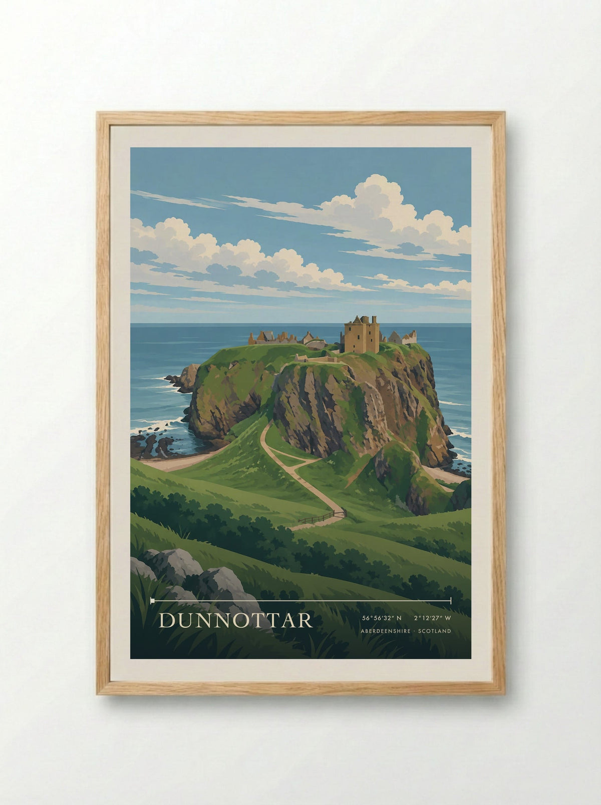 Dunnottar, Aberdeenshire | Travel Poster - Framed Print Wood