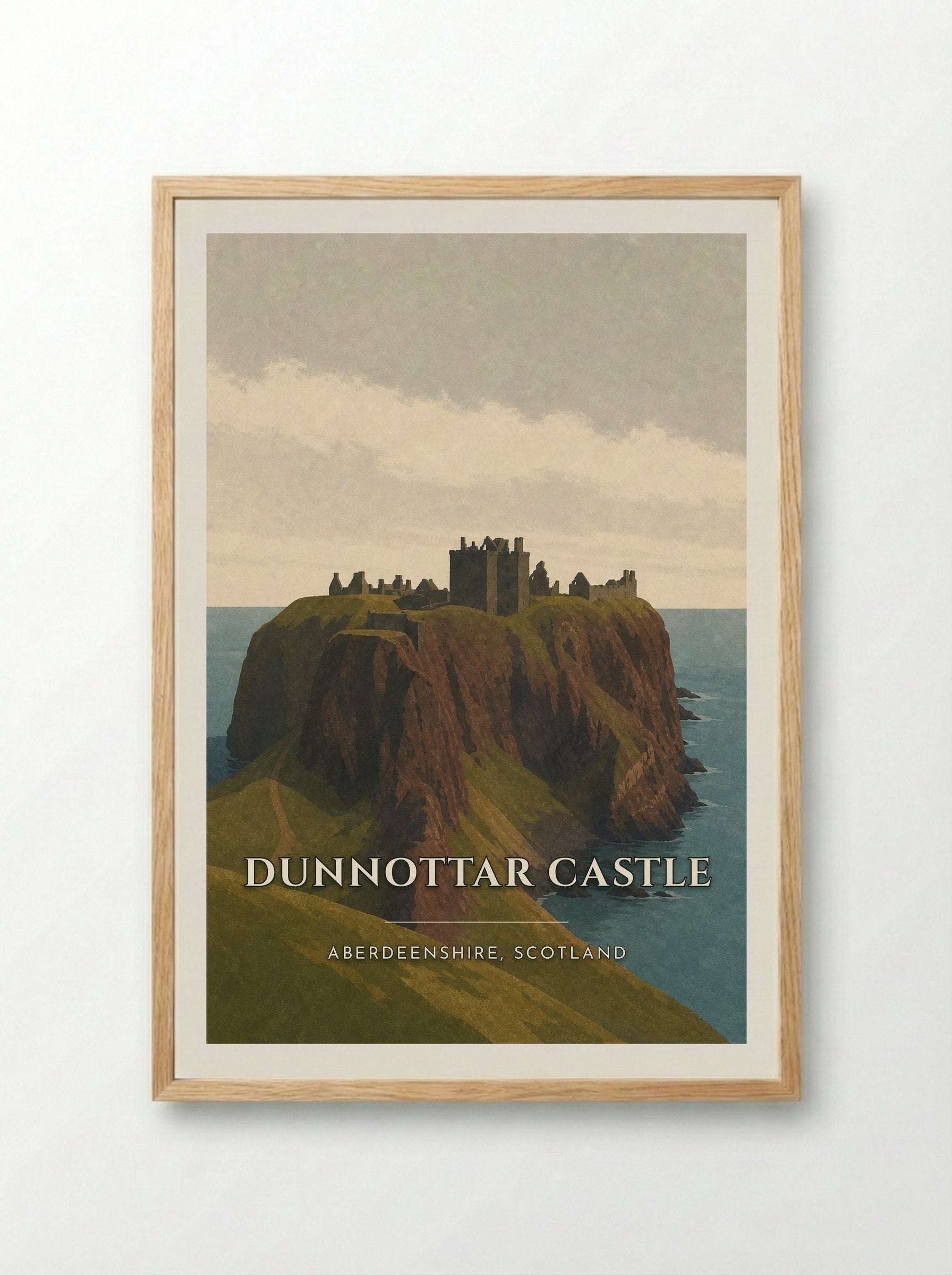 Dunnottar Castle Travel Poster Artwork - Framed Print Wood