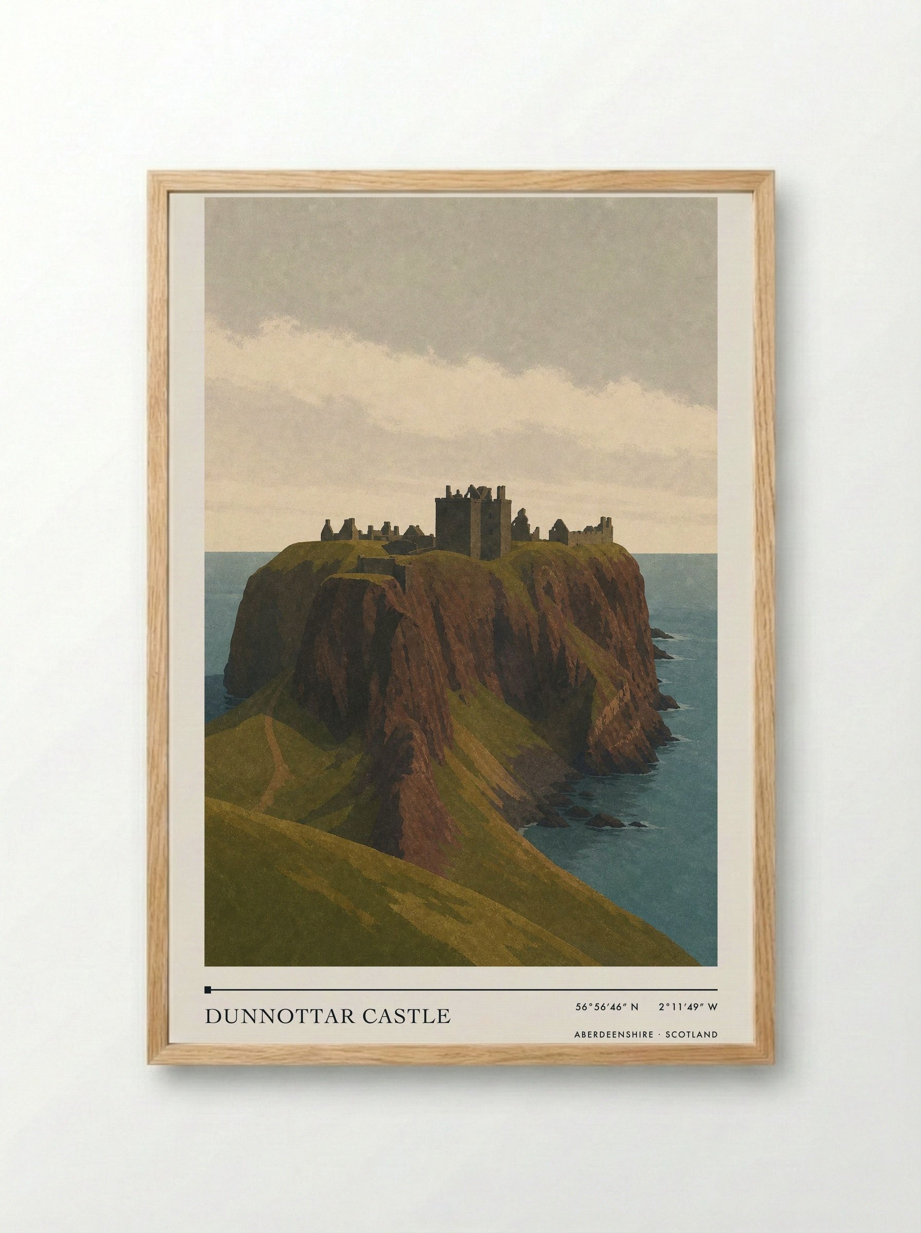 Dunnottar Castle Travel Poster Artwork - Framed Print Wood