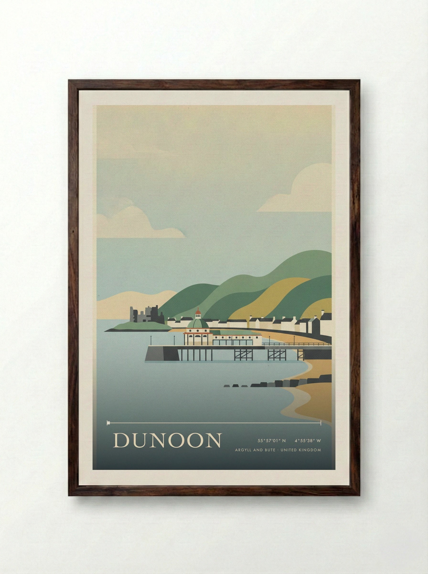 Dunoon Argyll and Bute United Kingdom Travel Poster - Framed Print Dark Wood