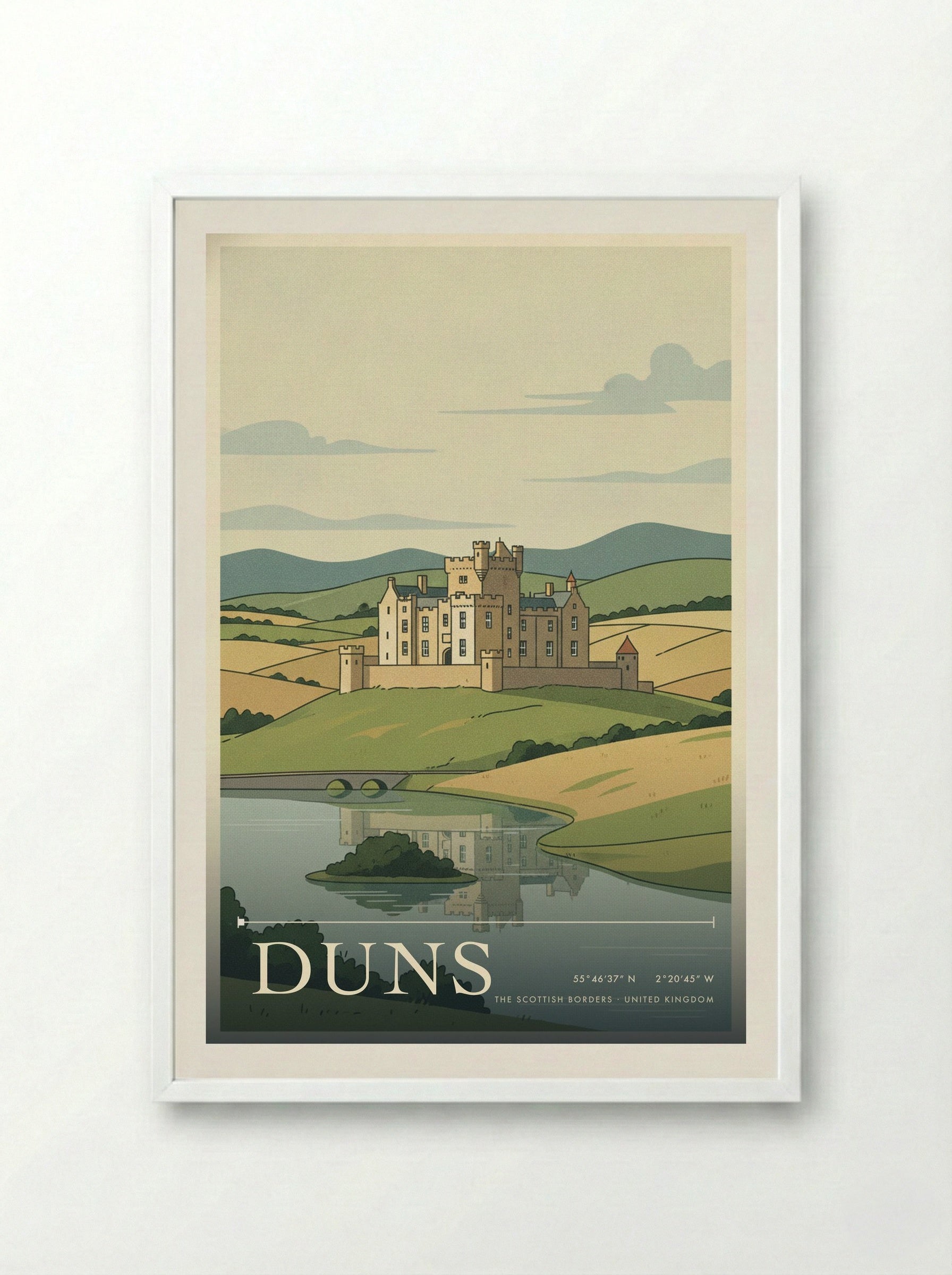Duns The Scottish Borders United Kingdom Travel Poster - Framed Print White