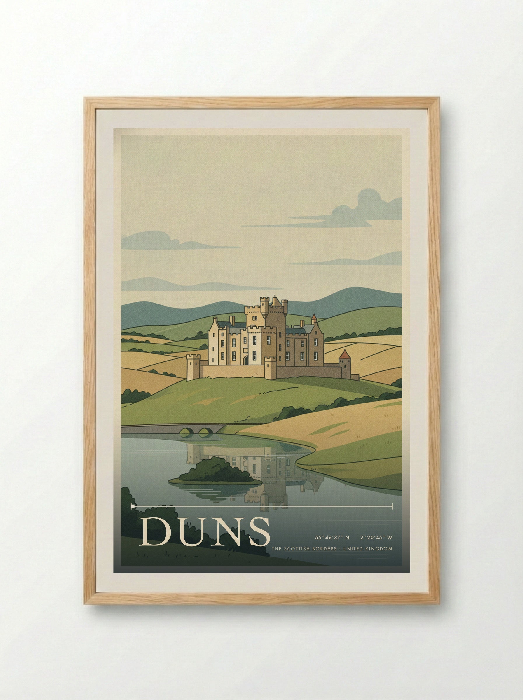 Duns The Scottish Borders United Kingdom Travel Poster - Framed Print Wood