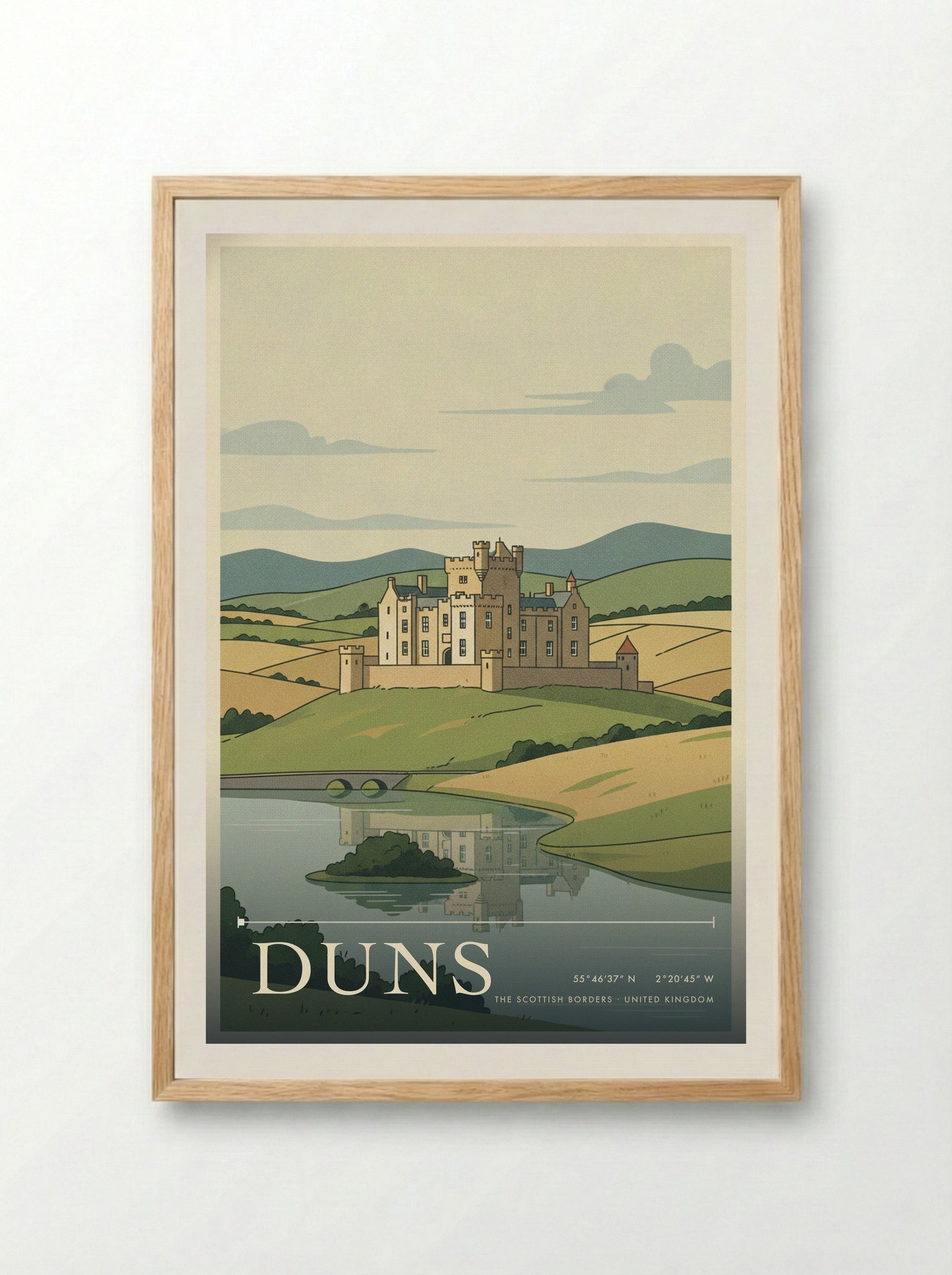 Duns The Scottish Borders United Kingdom Travel Poster - Framed Print Wood