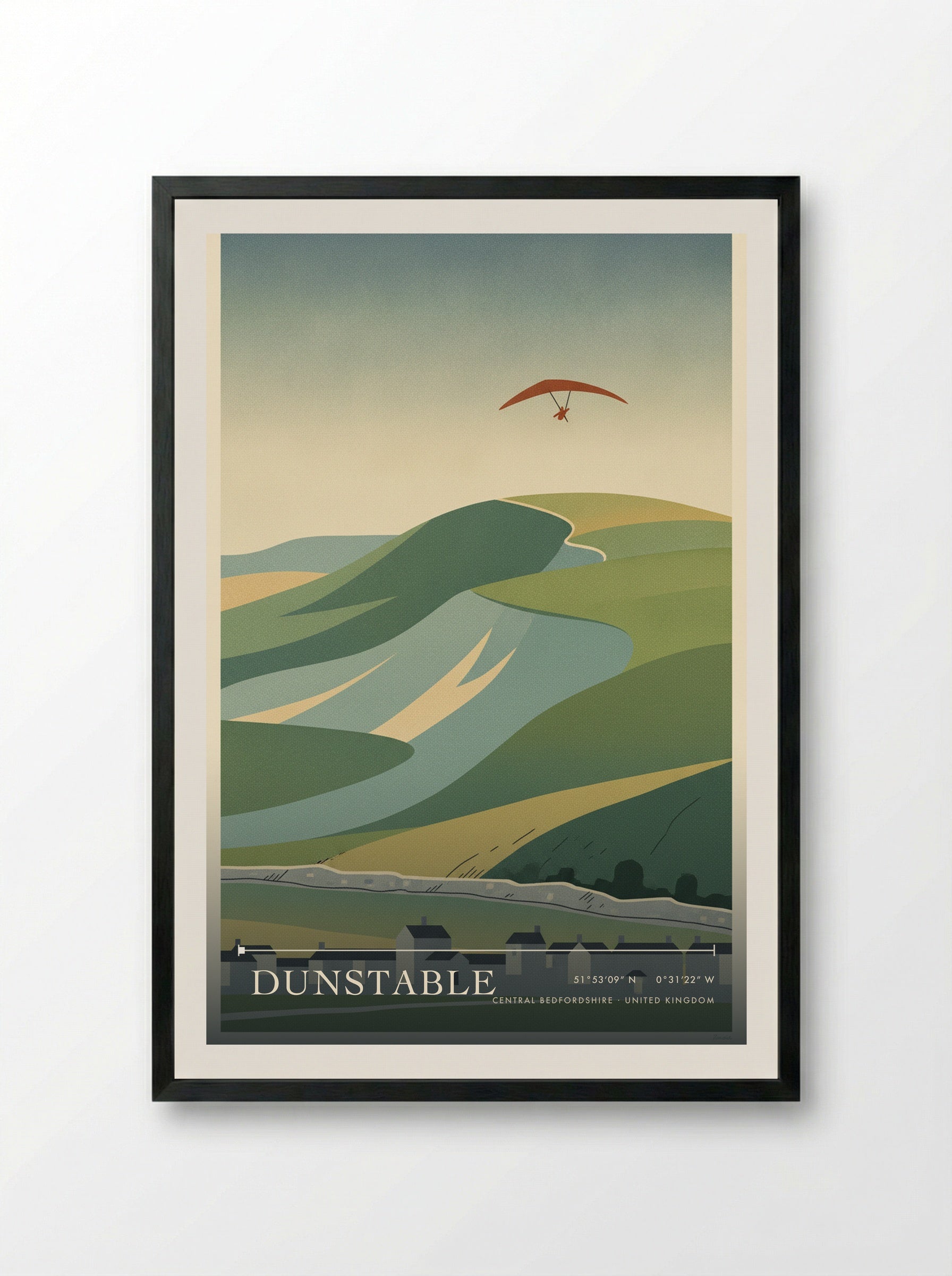 Dunstable Central Bedfordshire United Kingdom Travel Poster - Framed Print Black