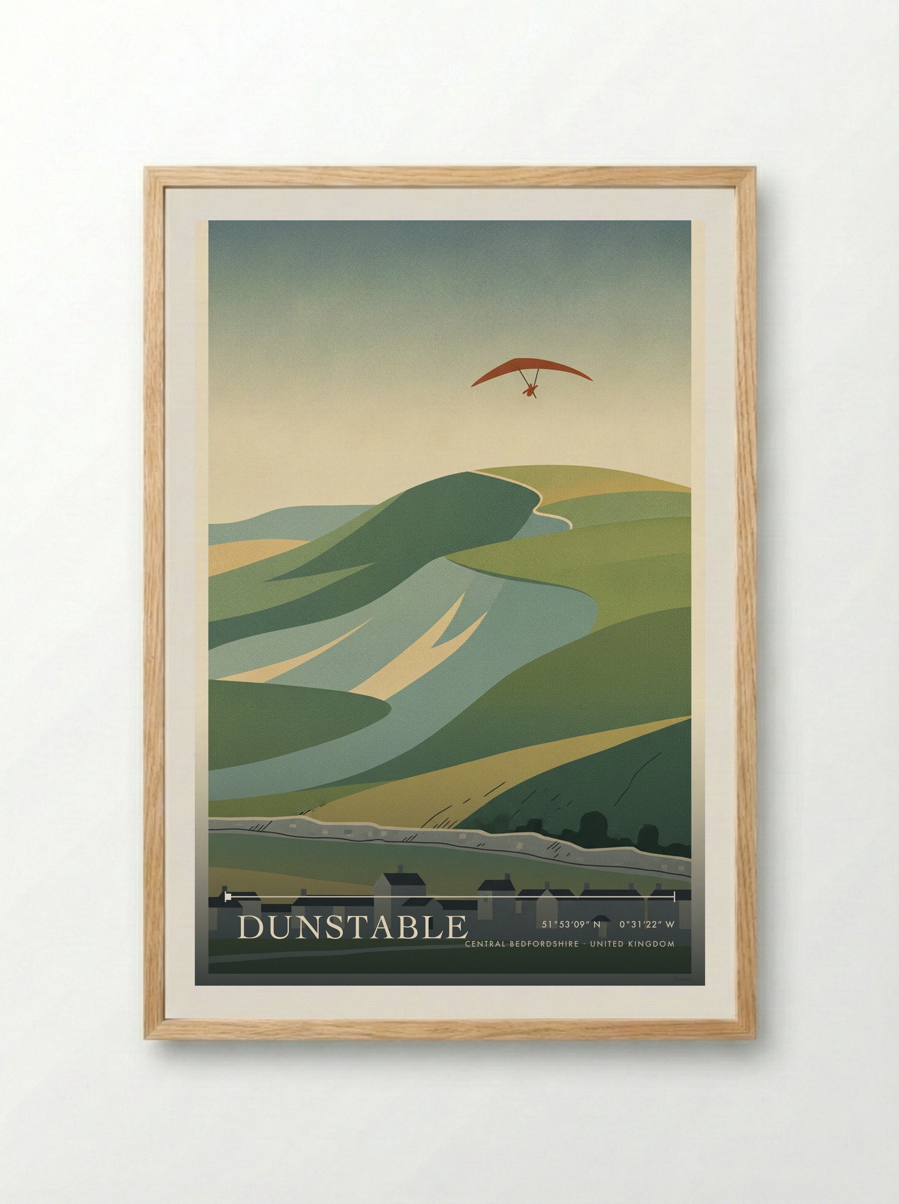 Dunstable Central Bedfordshire United Kingdom Travel Poster - Framed Print Wood