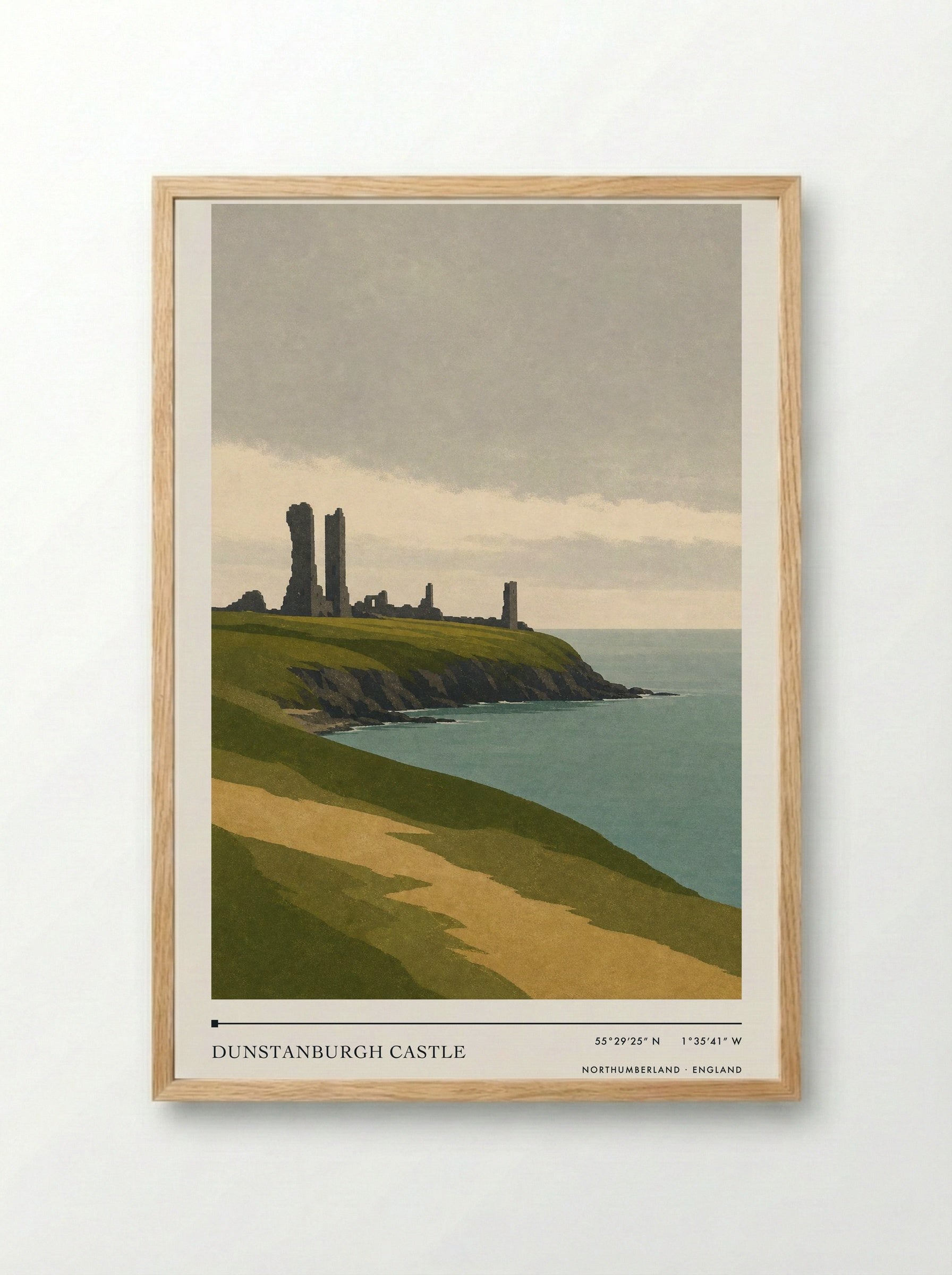 Dunstanburgh Castle Travel Poster Artwork - Framed Print Wood