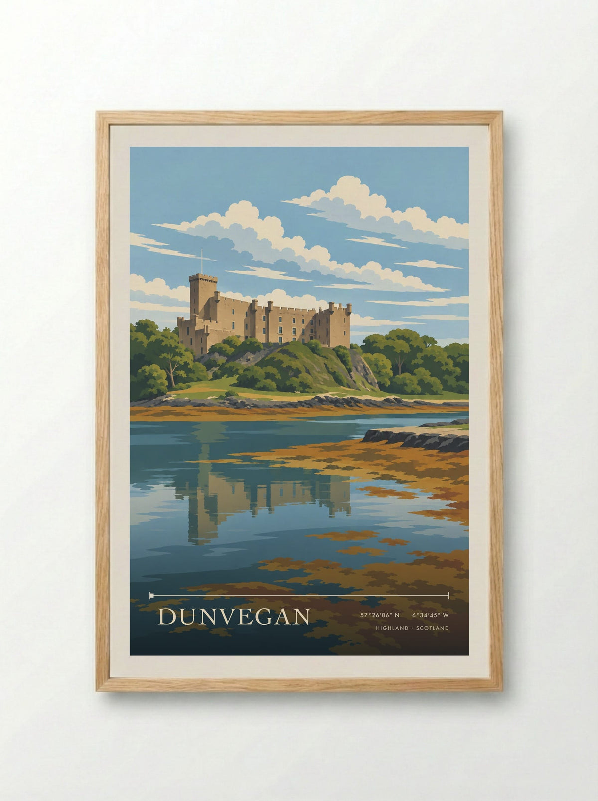 Dunvegan, Highland | Travel Poster - Framed Print Wood