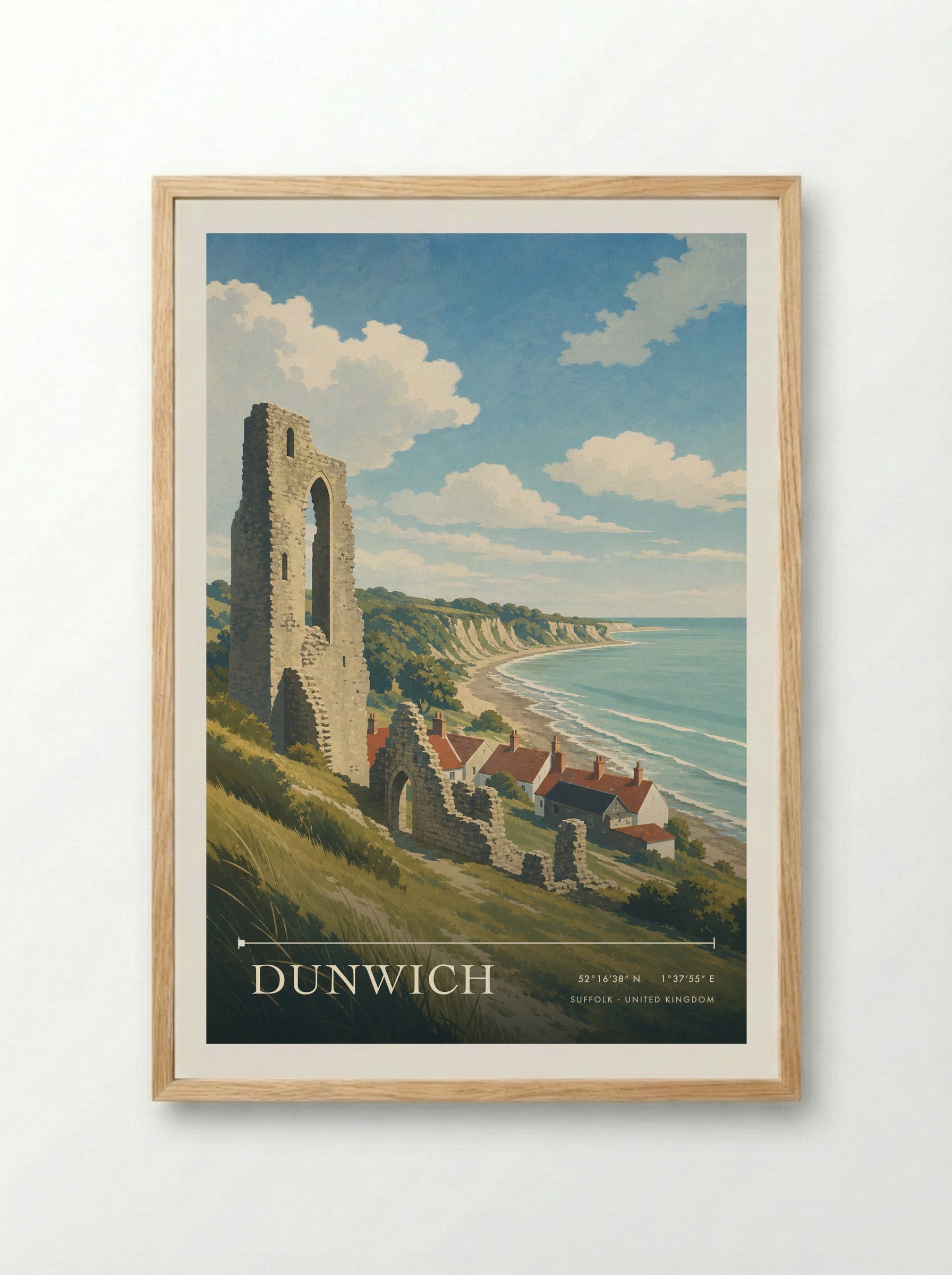 Dunwich Suffolk United Kingdom Travel Poster - Framed Print Wood
