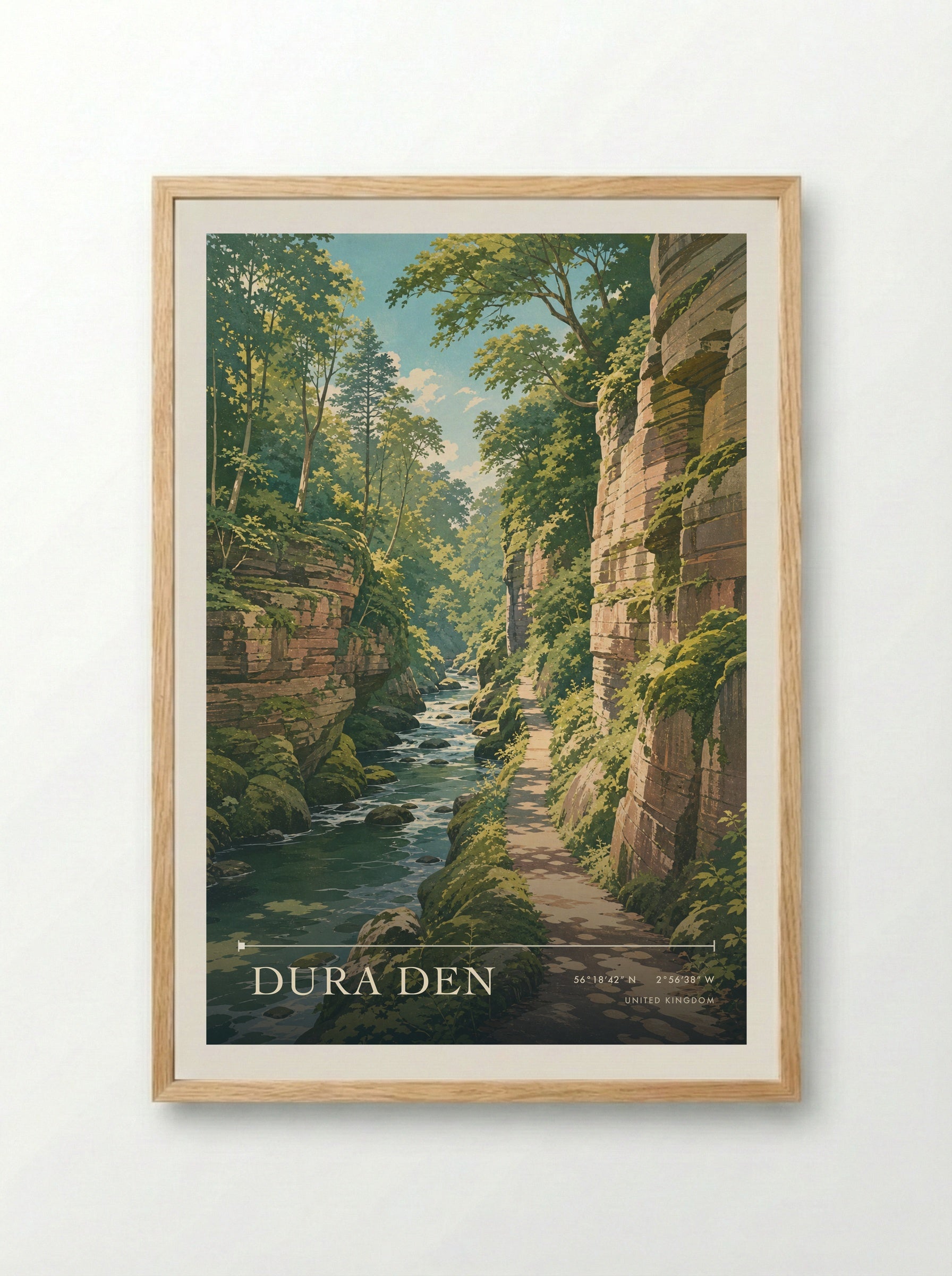Dura Den United Kingdom Travel Poster - Framed Print Wood