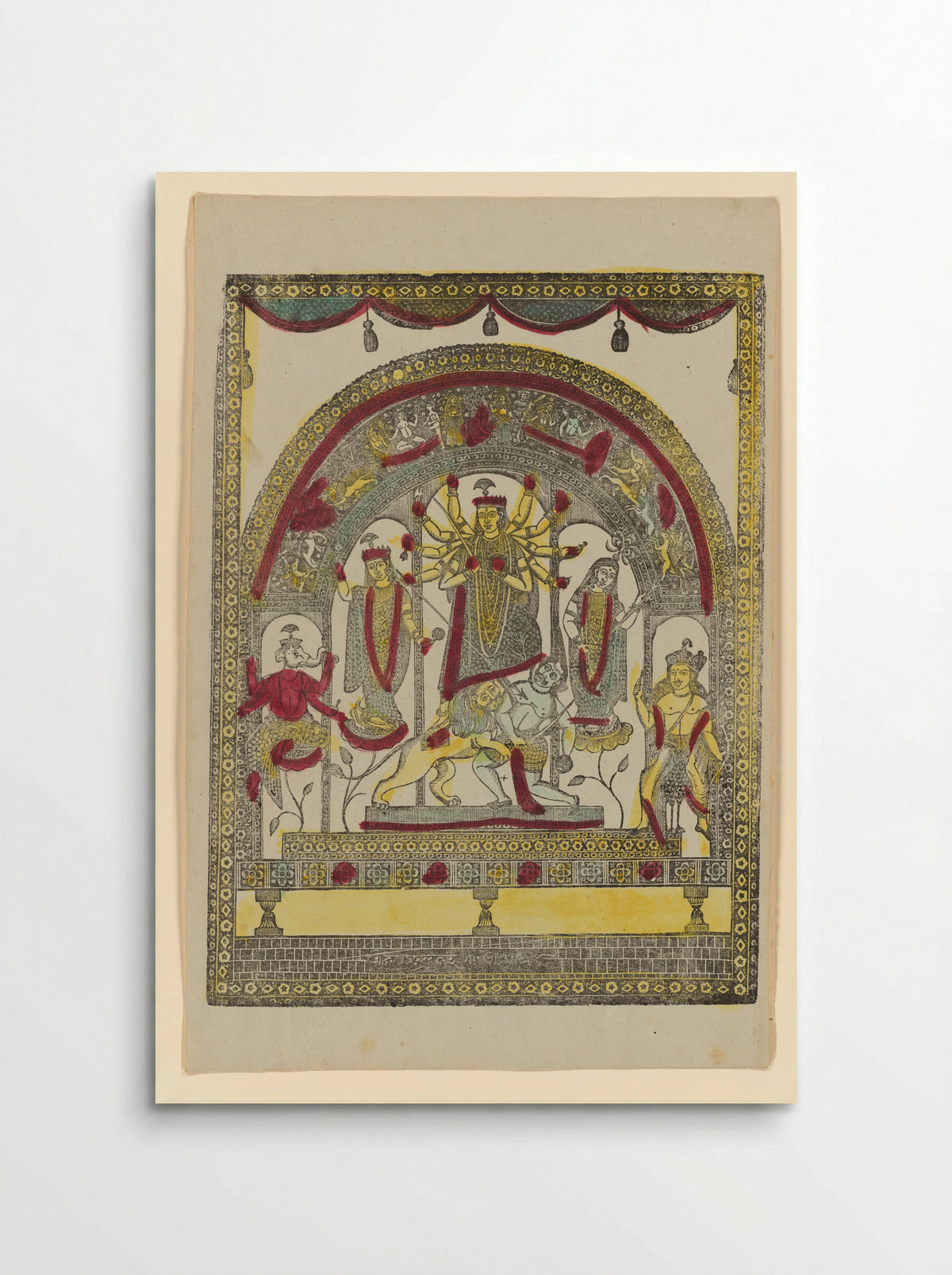 Durga slaying the demon Mahisha (Mahishasuramardini) - Krishna Chandra - Poster