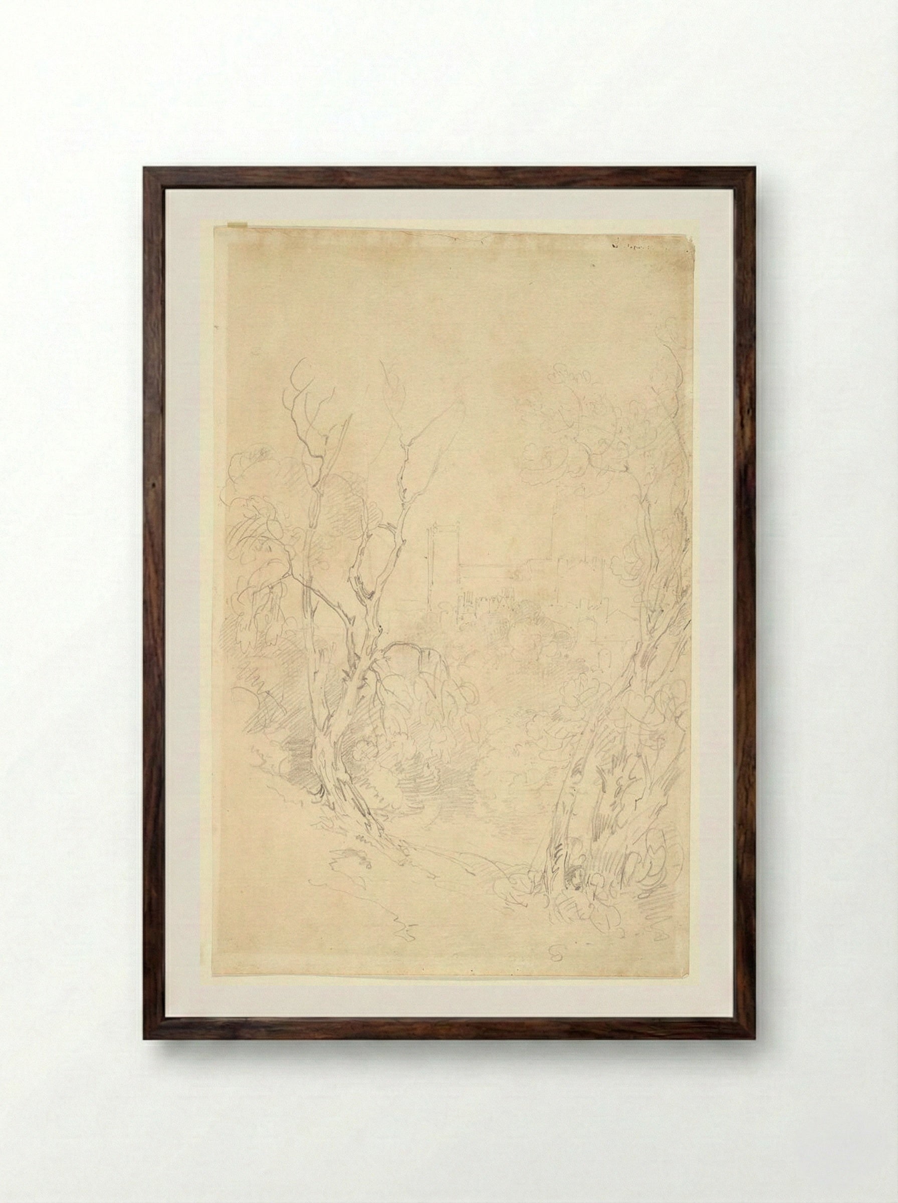Durham Cathedral seen through a grove of trees - Joseph Mallord William Turner - Framed Print Dark Wood
