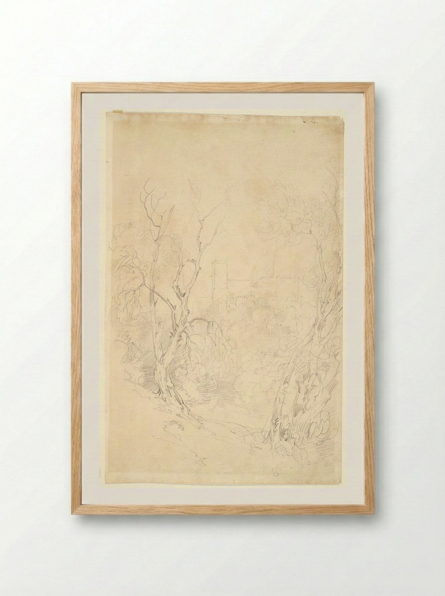 Durham Cathedral seen through a grove of trees - Joseph Mallord William Turner - Framed Print Wood