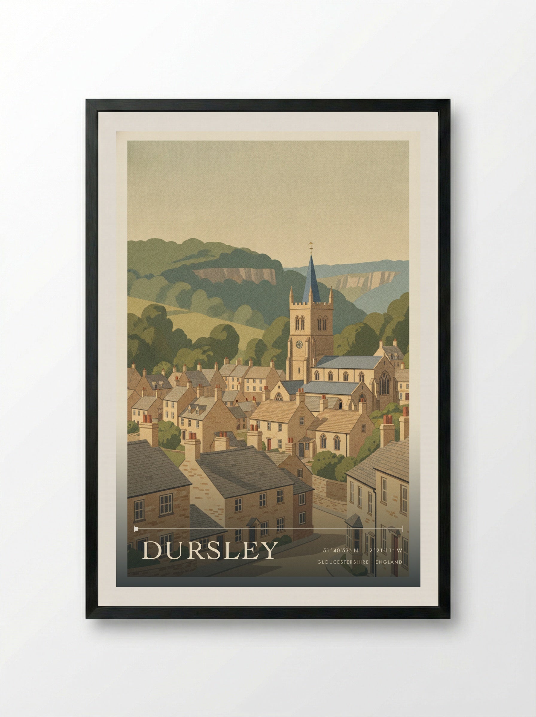 Dursley Gloucestershire England Travel Poster - Framed Print Black
