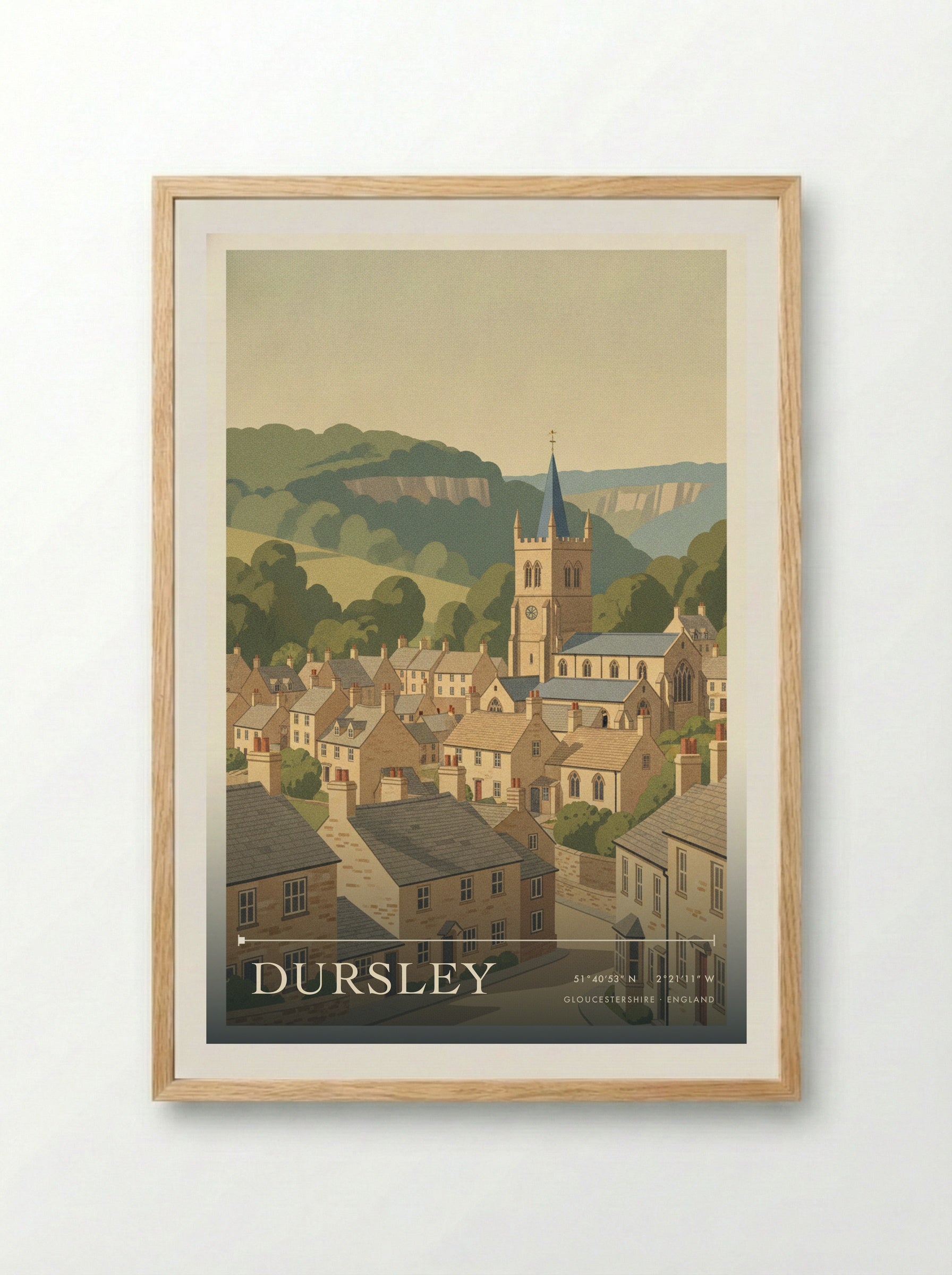 Dursley Gloucestershire England Travel Poster - Framed Print Wood
