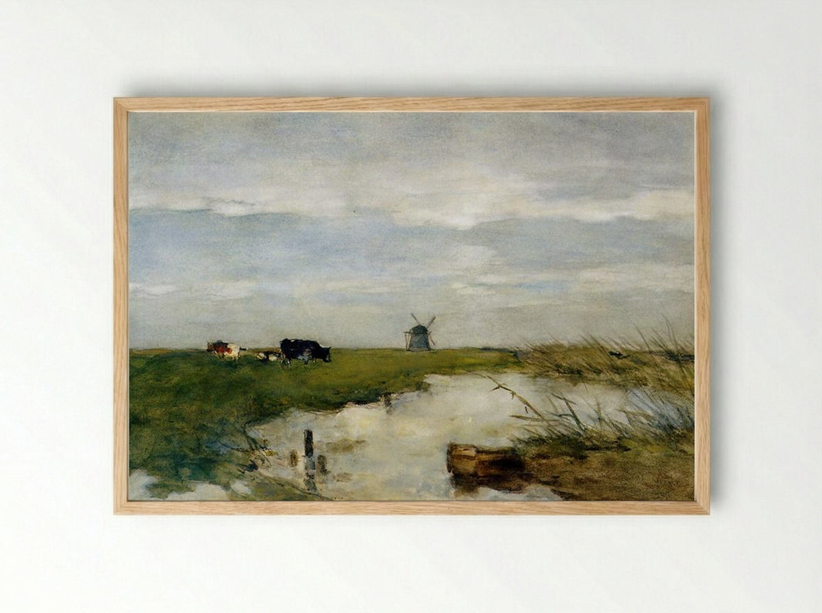 Dutch Polder Landscape - Johan Hendrik Weissenbruch - Framed Print Wood