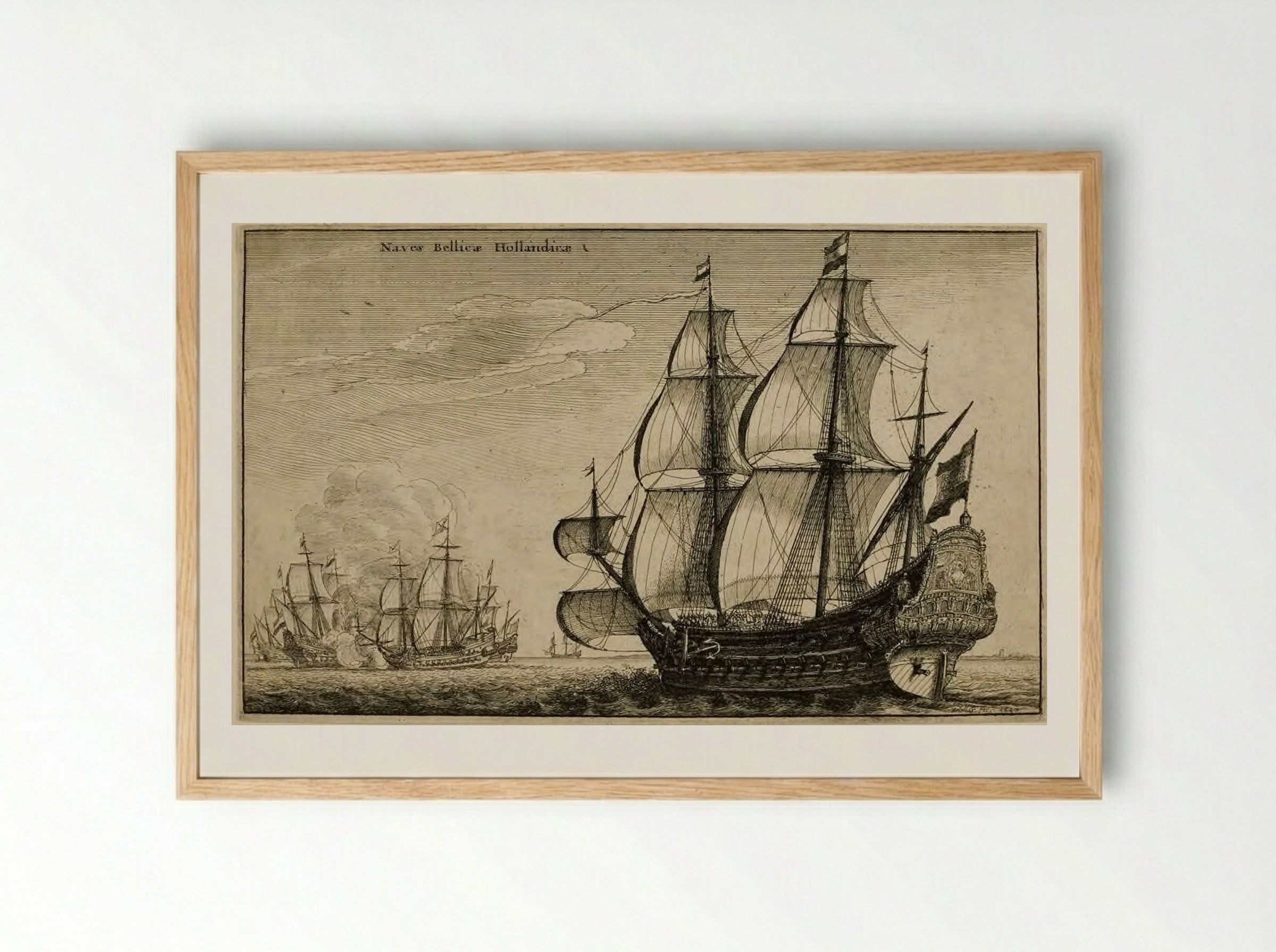 Dutch Warships - Wenceslaus Hollar - Framed Print Wood