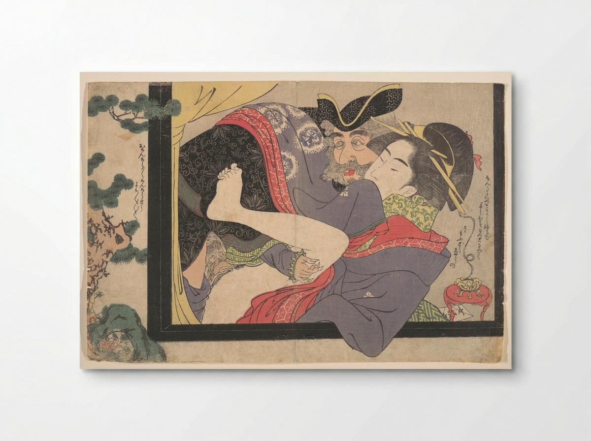 Dutchman and Maruyama Courtesan - Chōkyōsai Eiri - Poster