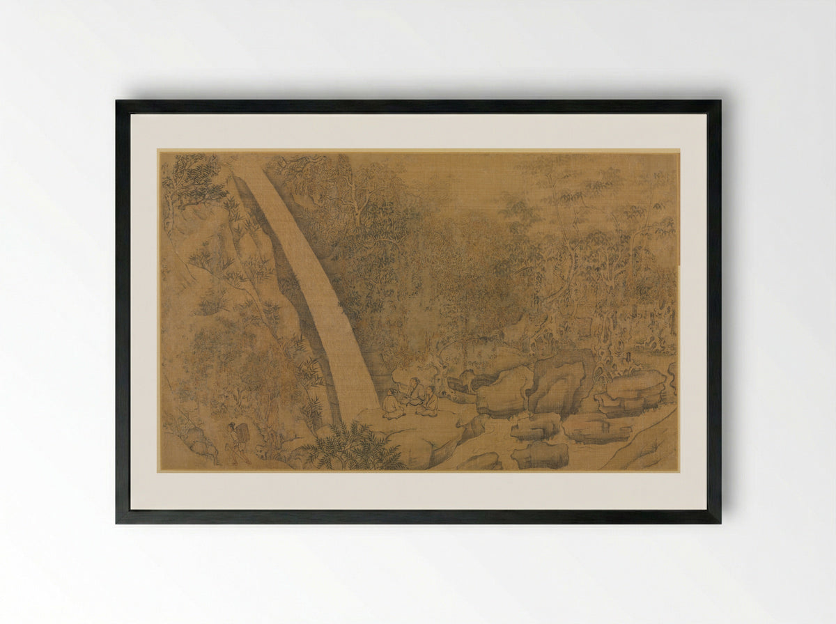 Dwelling in the Longmian Mountains - Li Gonglin - Framed Print Black