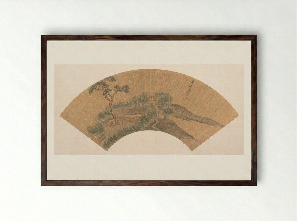 Dwelling in the Mountains - Song Maojin - Framed Print Dark Wood