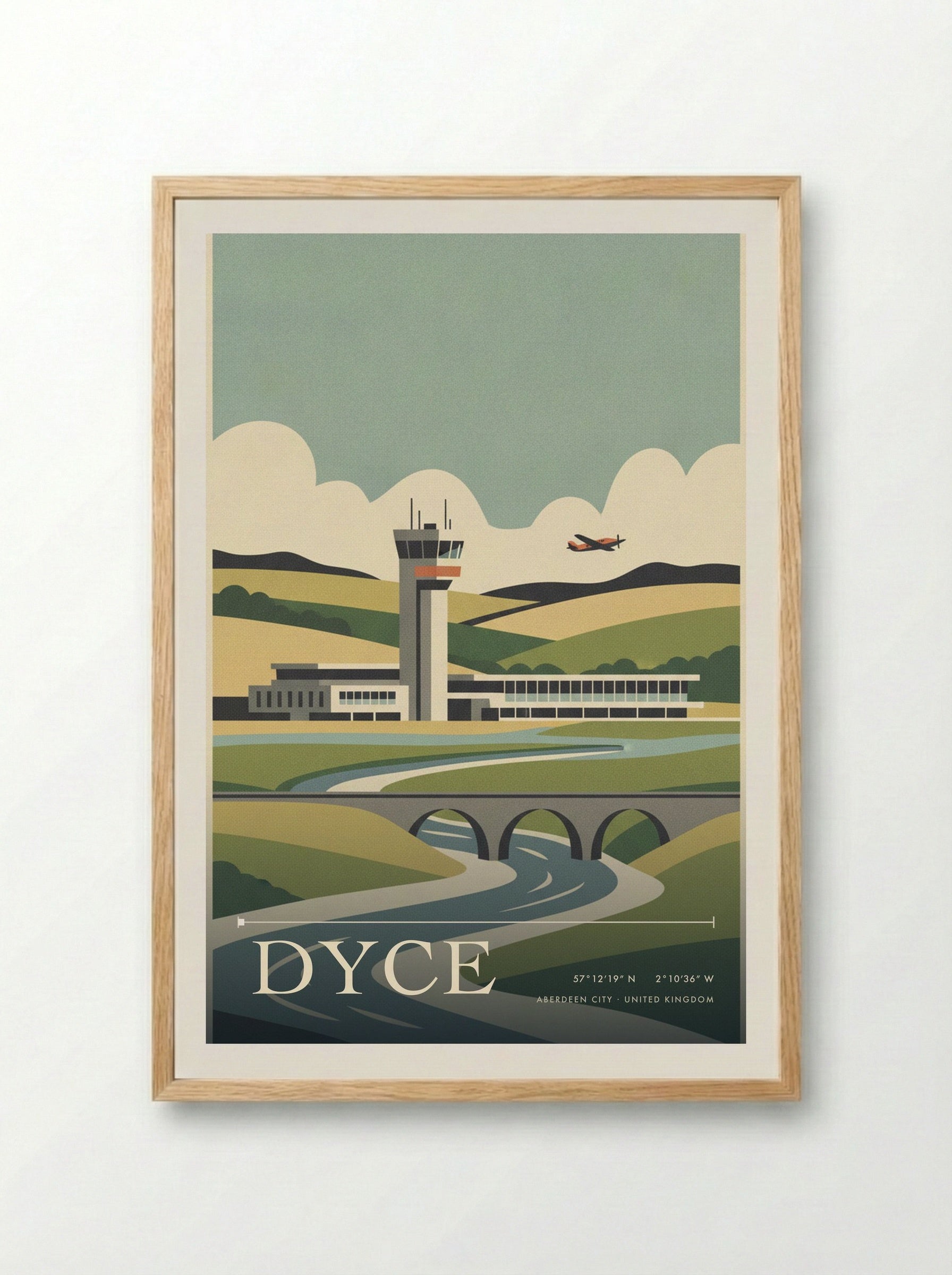 Dyce Aberdeen City United Kingdom Travel Poster - Framed Print Wood