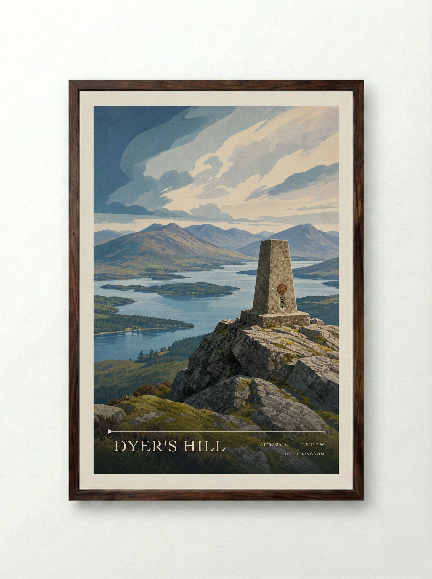 Dyer's Hill United Kingdom Travel Poster - Framed Print Dark Wood
