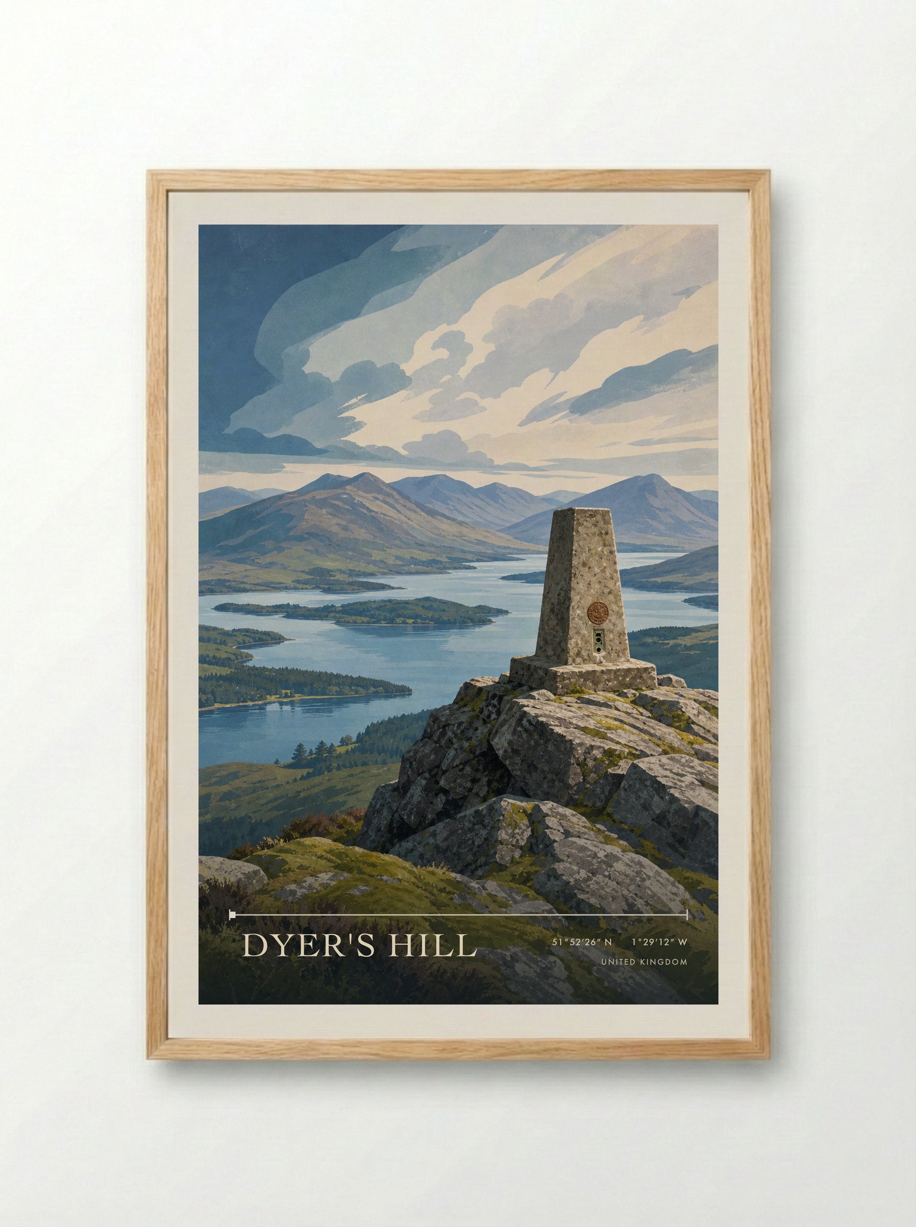 Dyer's Hill United Kingdom Travel Poster - Framed Print Wood